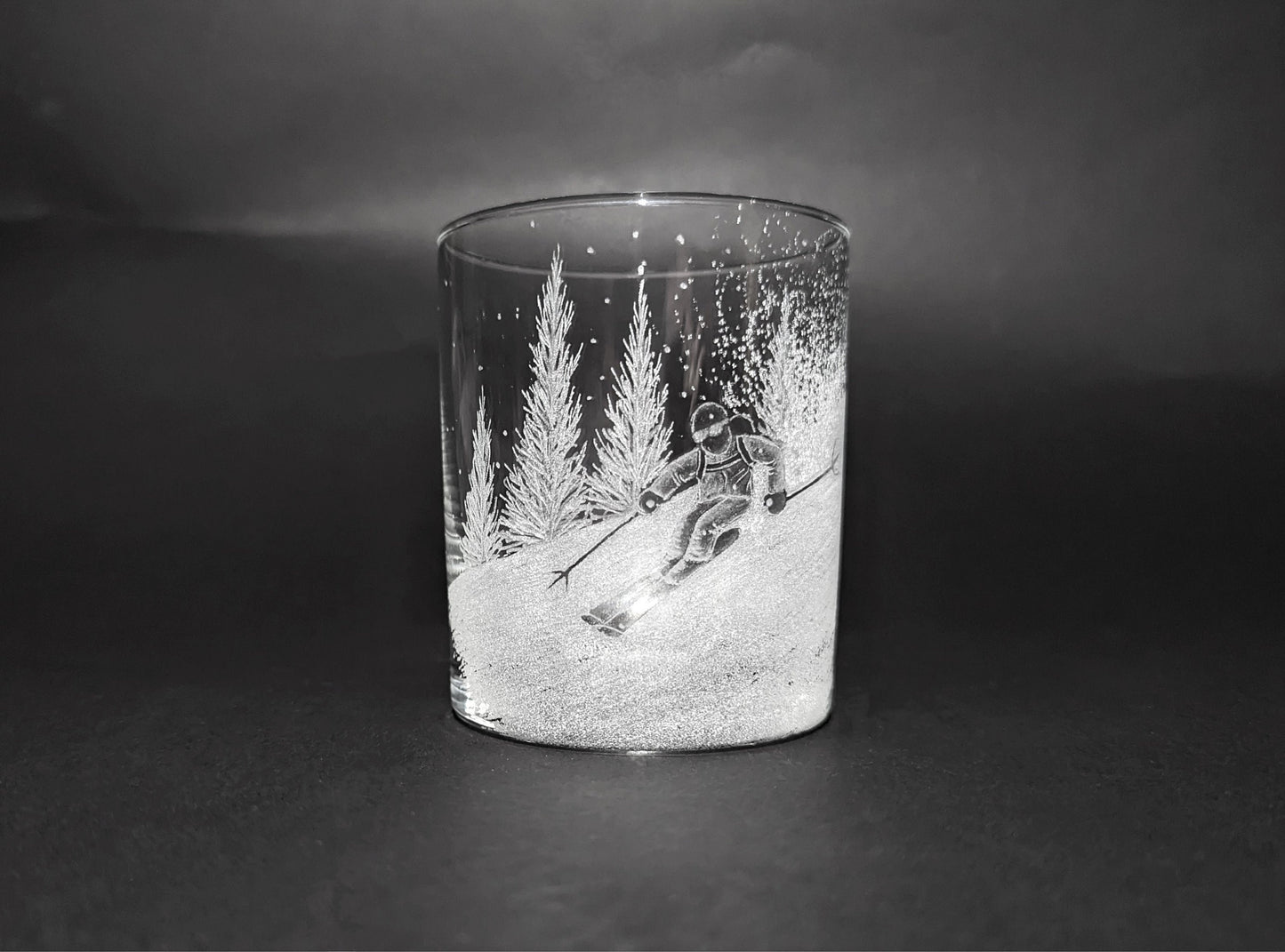 Hand Engraved Skiing Whisky Glasses - Unique Skier Gift