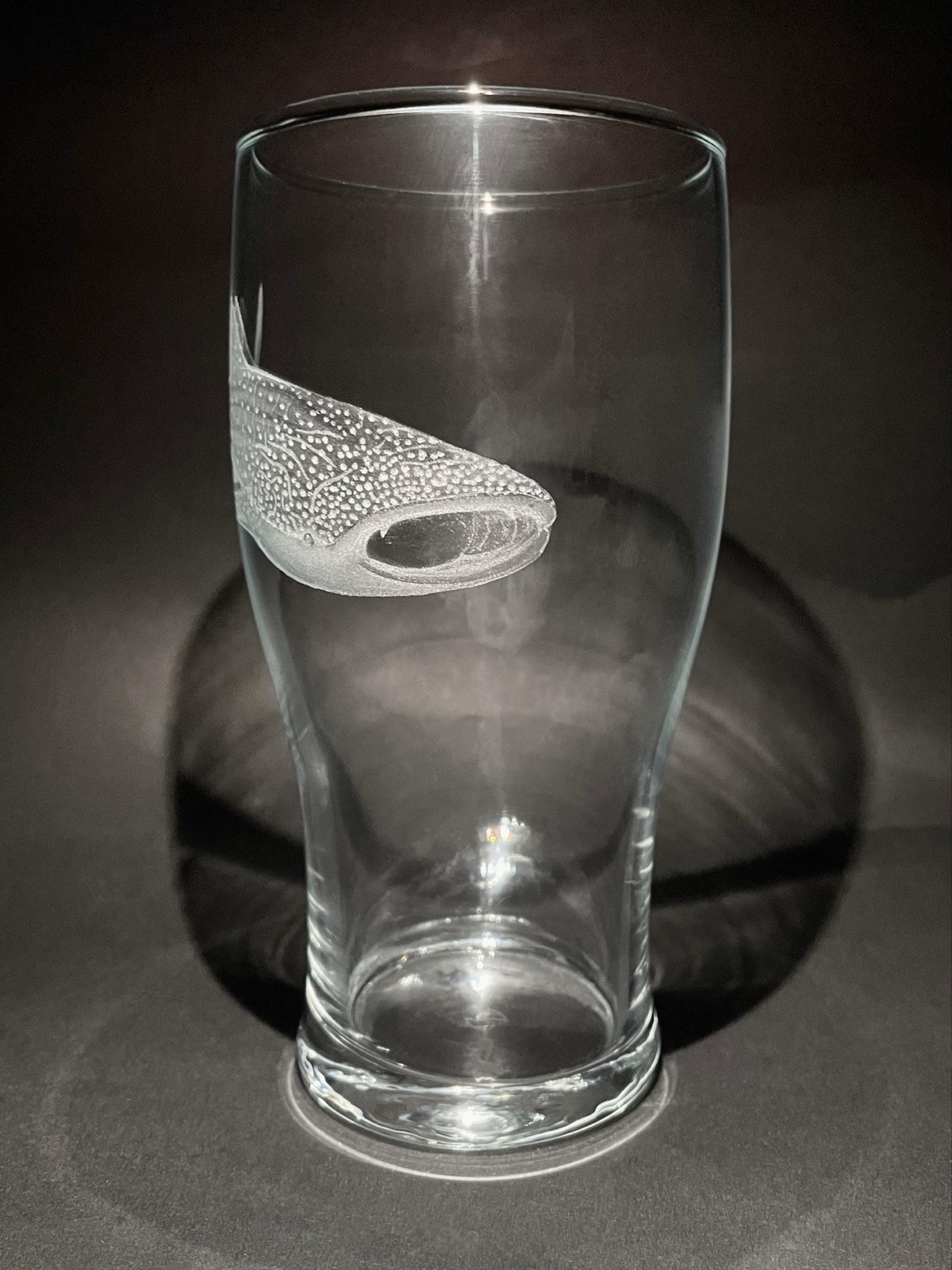 Hand Engraved Whale Shark Pint Glass - Ocean and Marine Gift