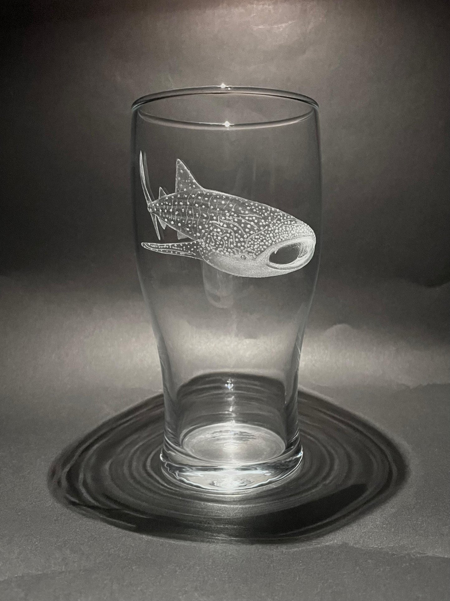 Hand Engraved Whale Shark Pint Glass - Ocean and Marine Gift