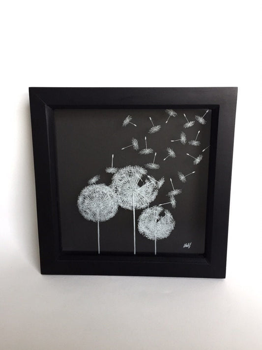 Dandelion Blowing In The Wind - Dandelion Seeds - Engraved Dandelion Picture