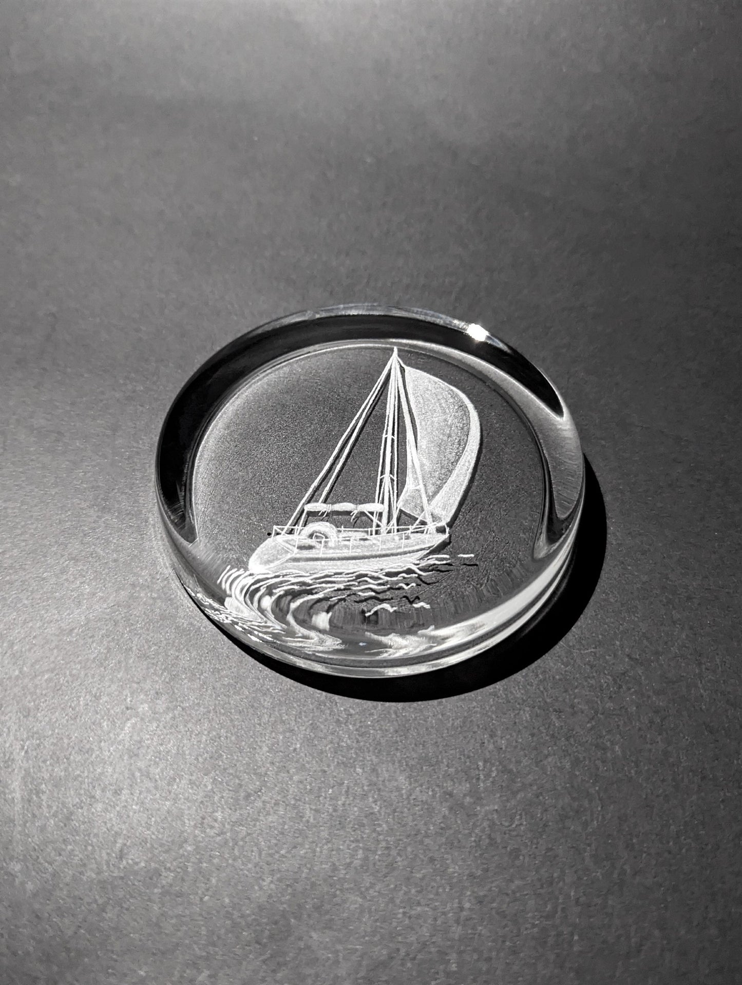 Sailing Boat Glass Paperweight - Unique Yacht Gifts