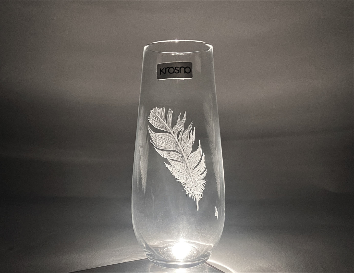 Hand Engraved Feather Vase - Miniature Vase Gift