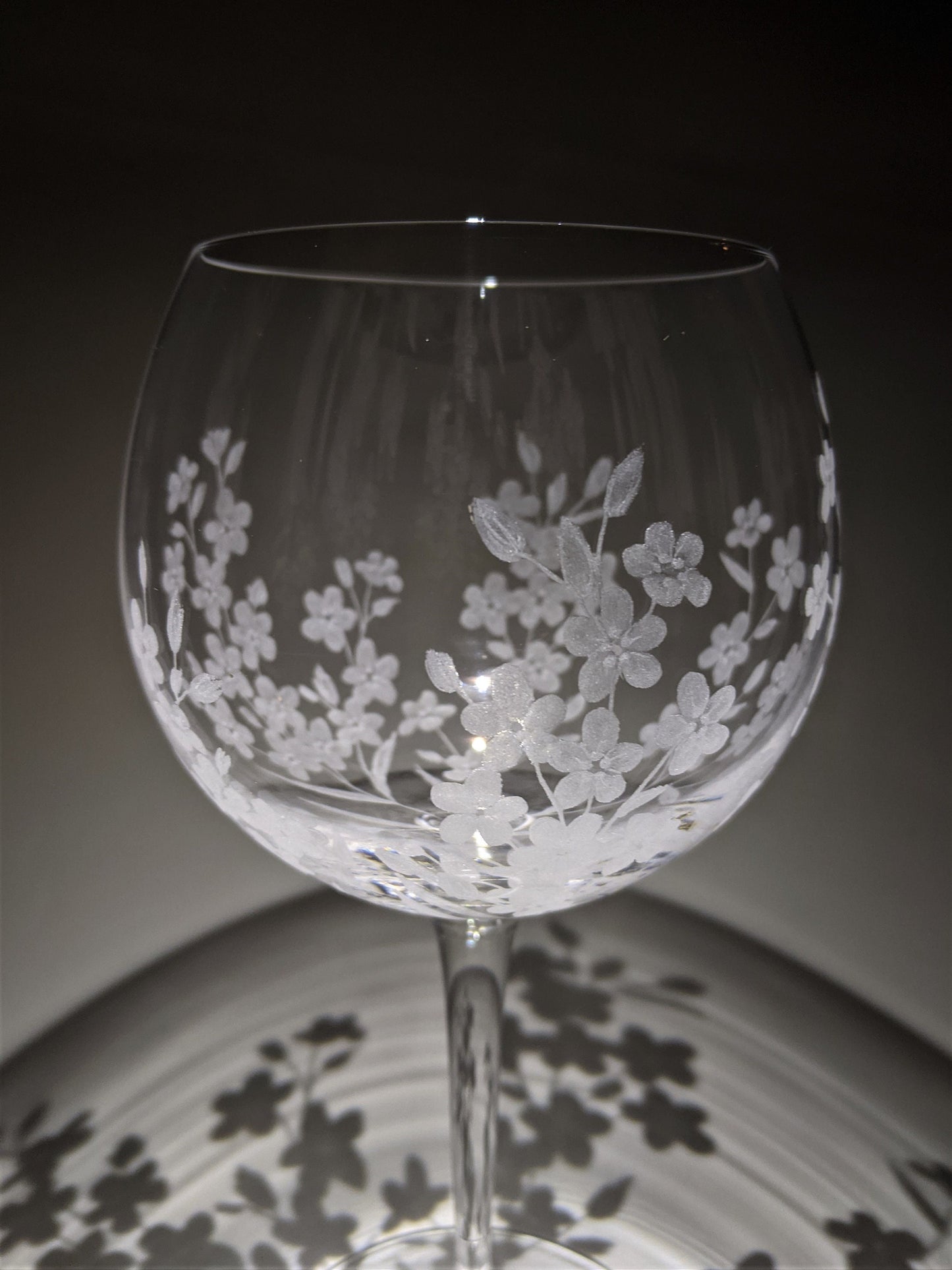 Hand Engraved Forget-Me-Not Gin Glass – Unique Floral Gift