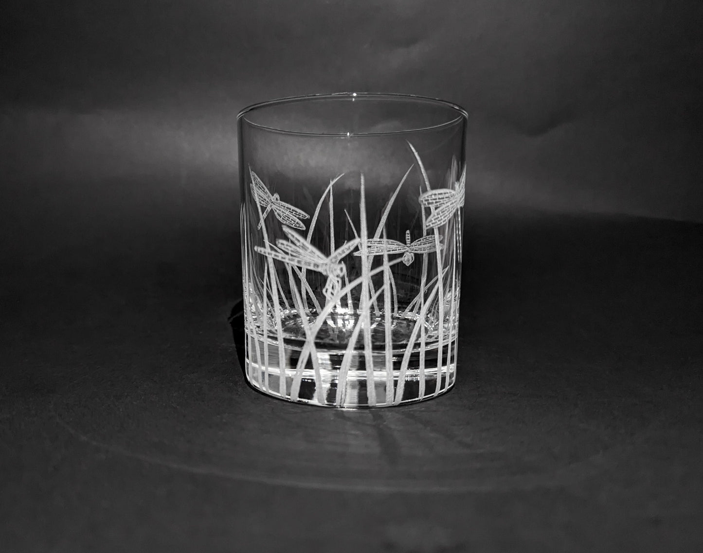 Hand Engraved Dragonfly Whisky Glass - Dragonfly Glass Gift