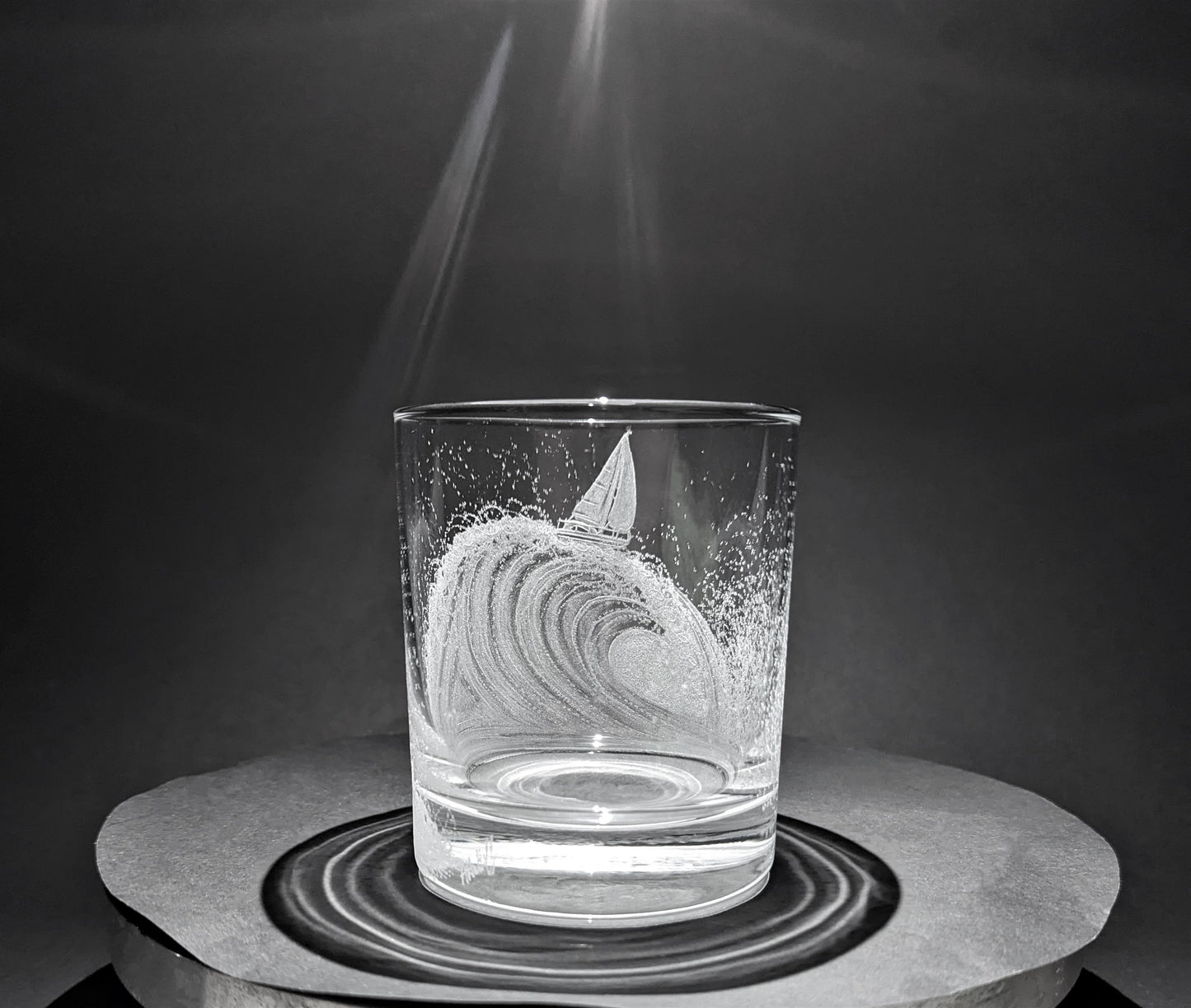 Personalised Sailing Yacht Gift  - Hand Engraved Boat on a Wave Whisky Glass