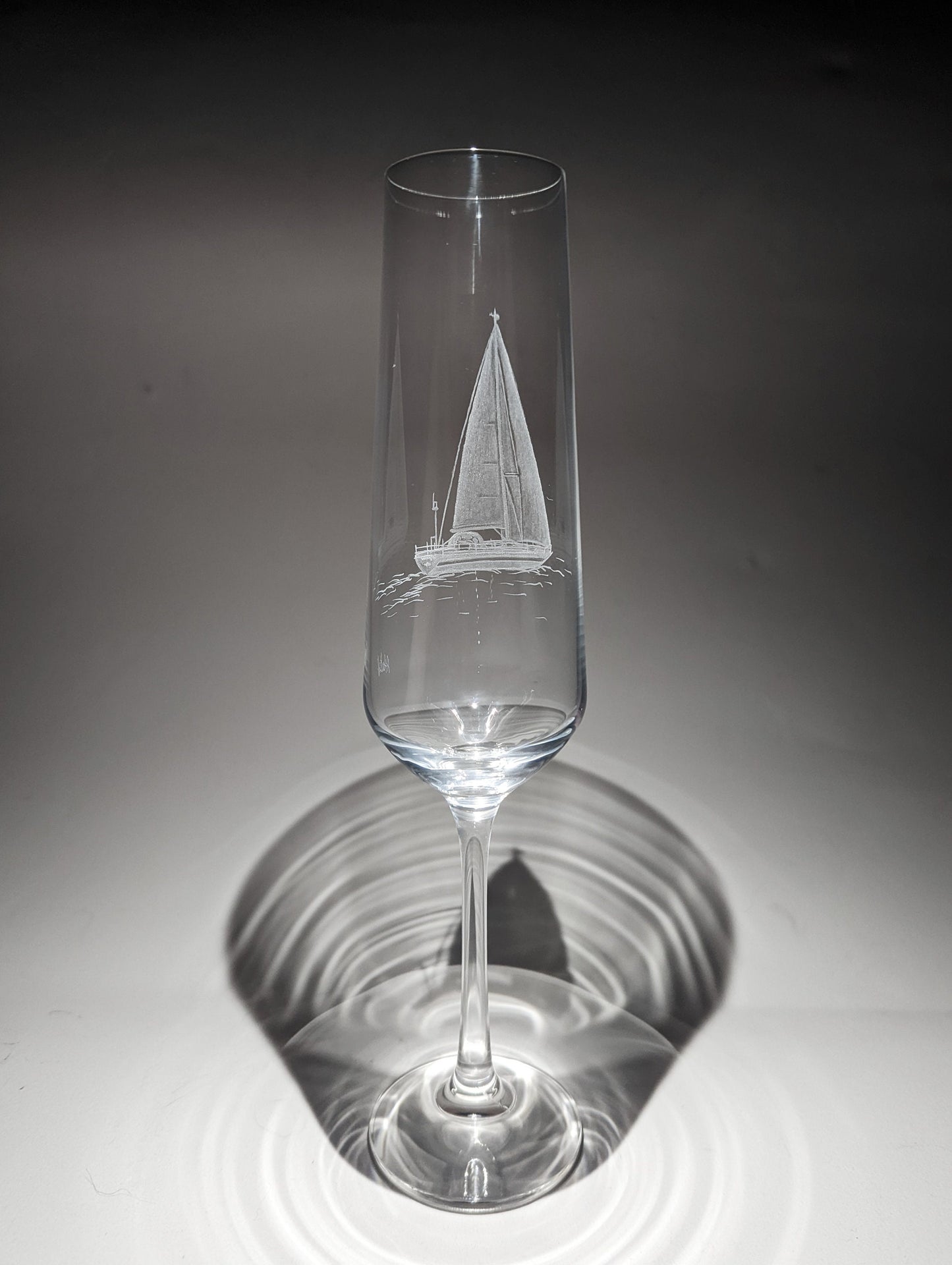 Hand Engraved Sailing Yacht Champagne Flute – Nautical Sailing Gift