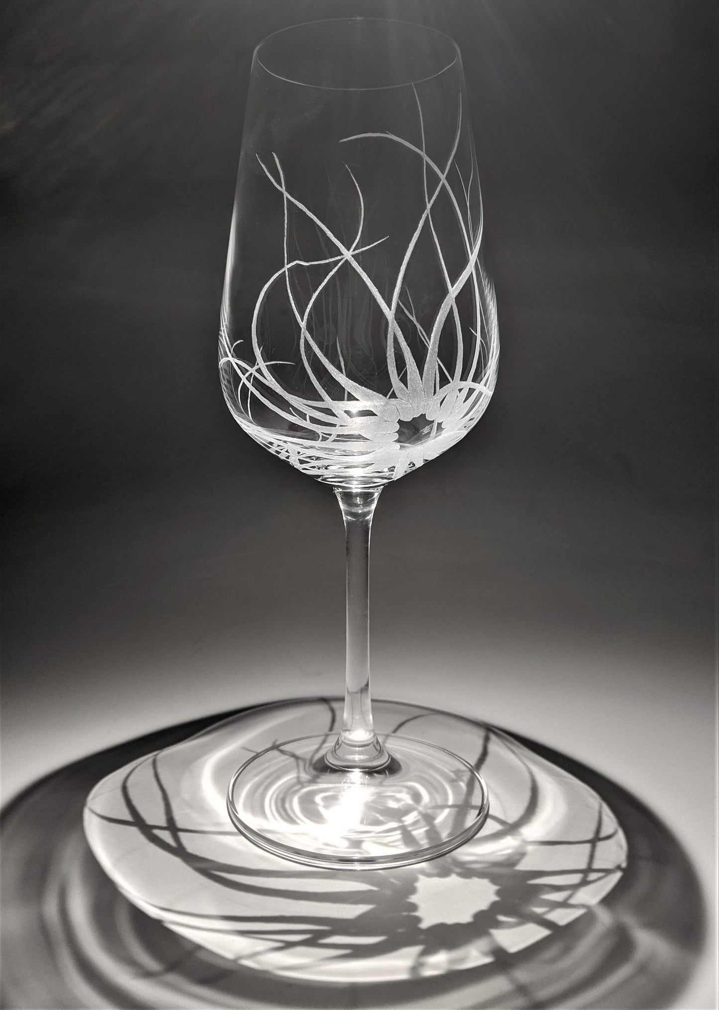 Hand Engraved Sea Anemone Wine Glass – Marine Life Ocean Gift