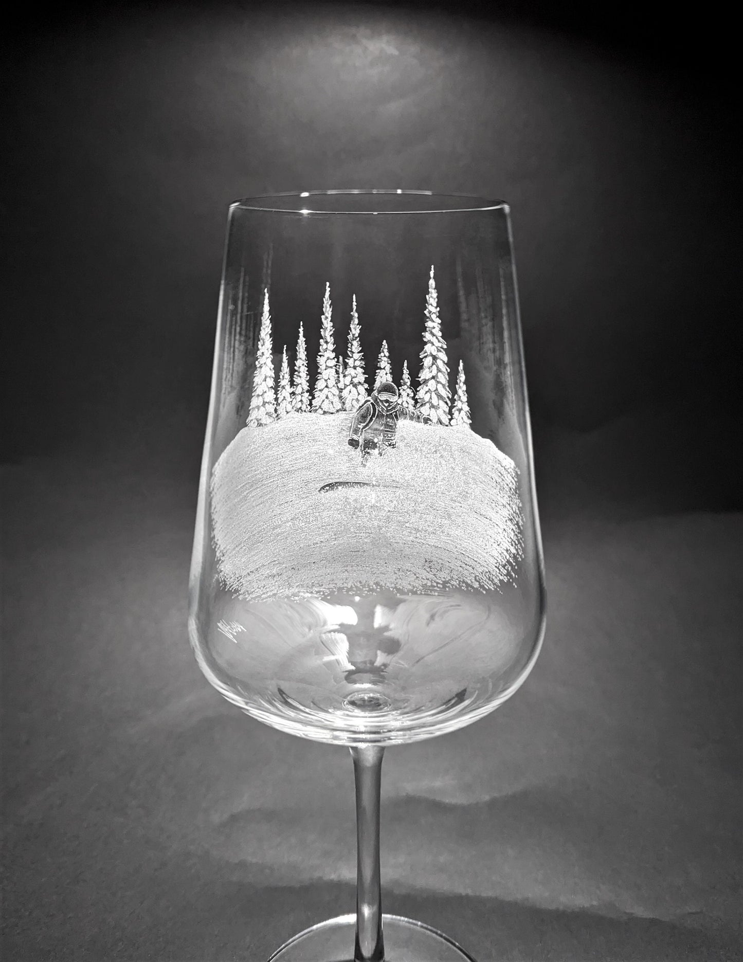 Personalised Snowboarding Wine Glass - Hand Engraved Snowboarder Gift