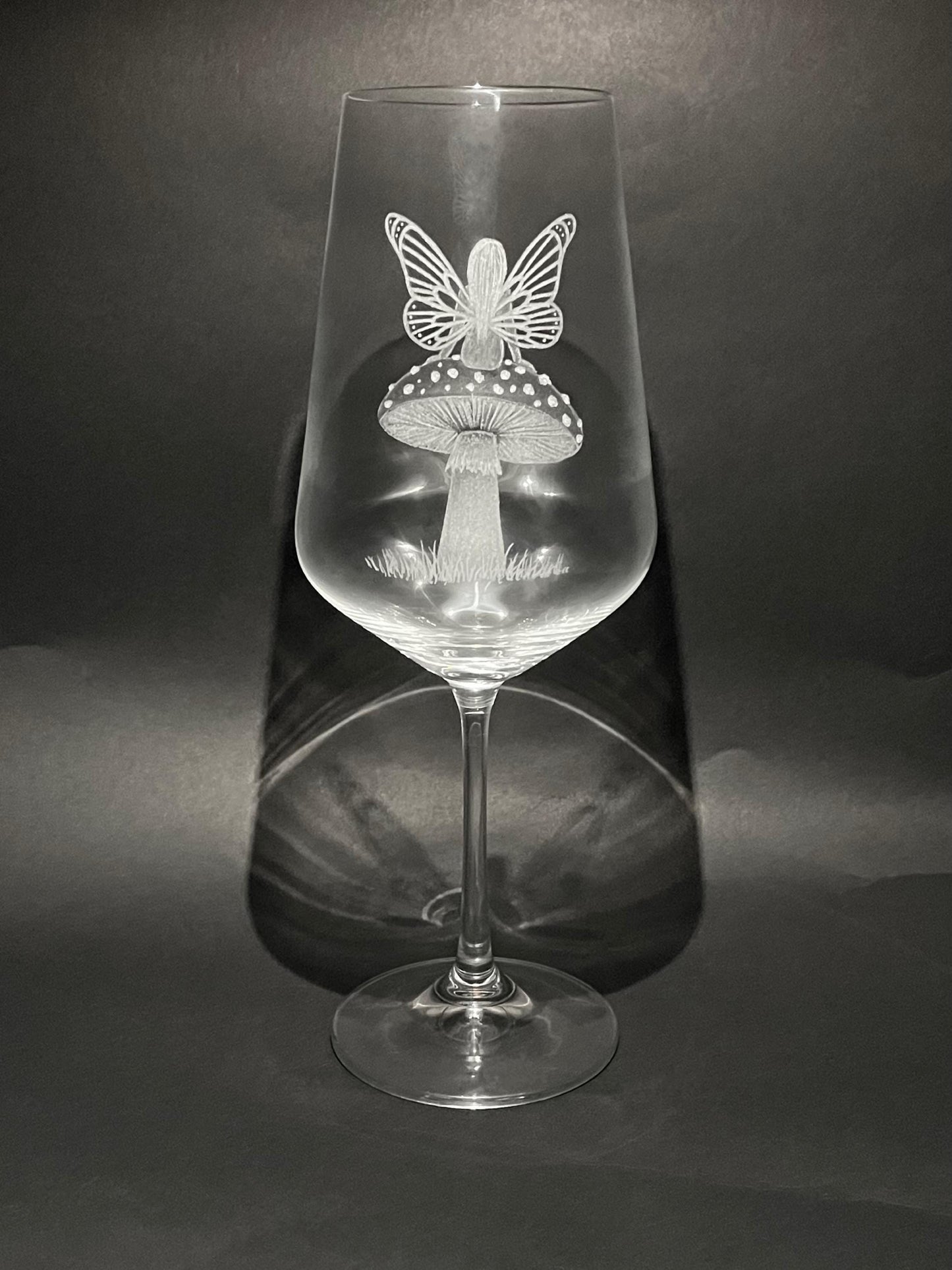 Customised Fairy and Mushroom Wine Glass - Unique Magical Fairy Gift