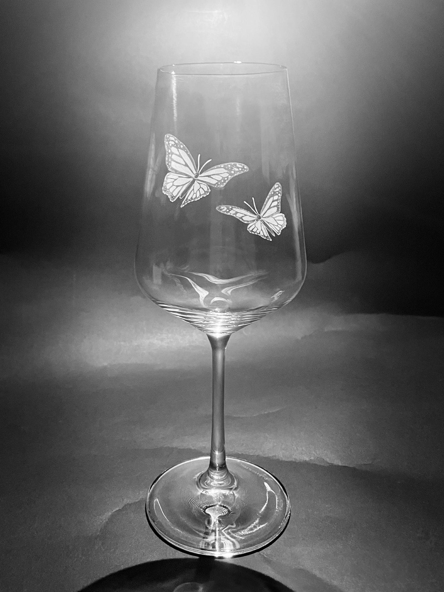 Hand Engraved Butterflies Wine Glass – Monarch Butterfly Gift