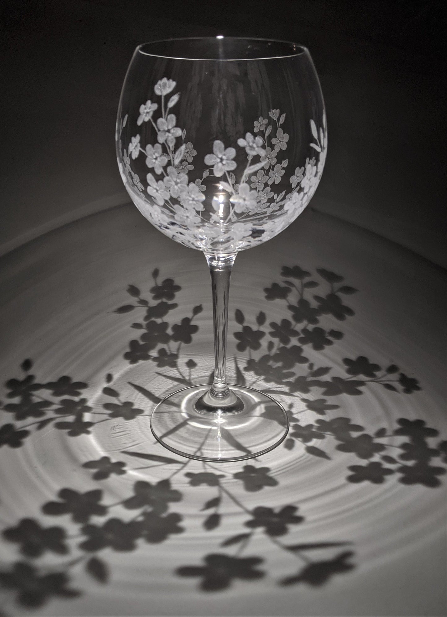 Hand Engraved Forget-Me-Not Gin Glass – Unique Floral Gift