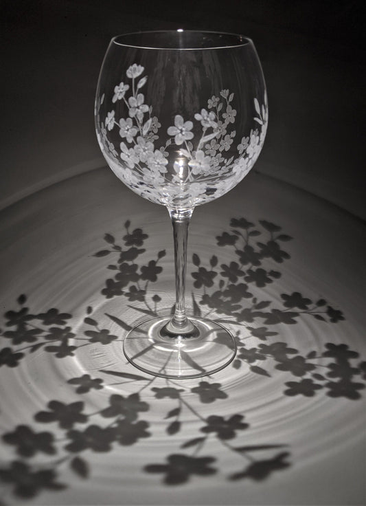 Hand Engraved Forget-Me-Not Gin Glass – Unique Floral Gift
