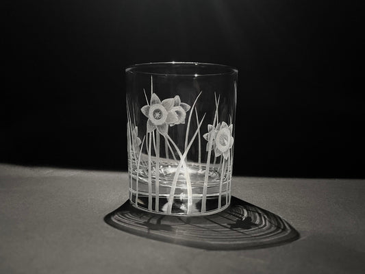 Hand Engraved Daffodil Whisky Glasses - Unique Daffodil Gift