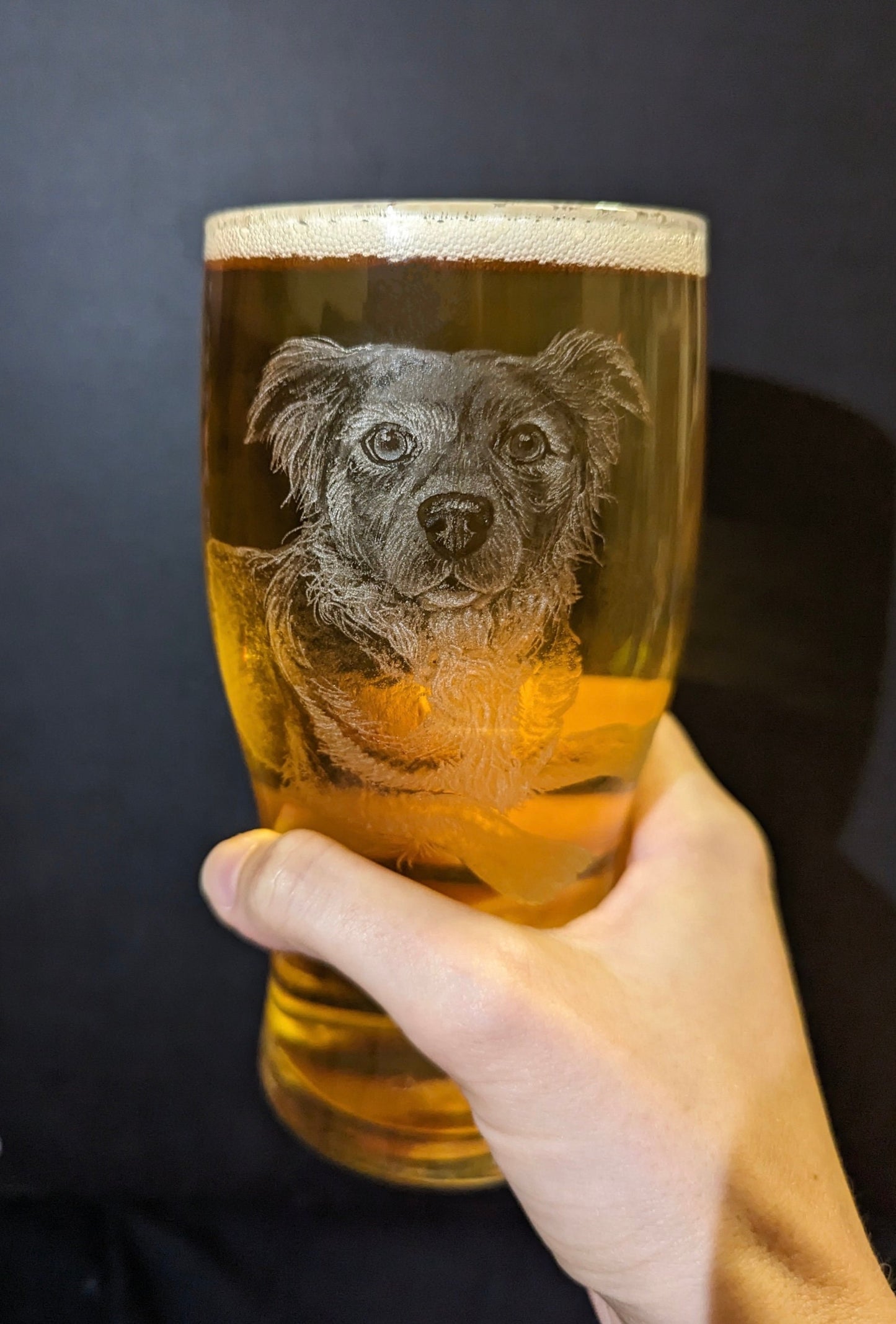 Custom Pet Pint Glass – Hand Engraved with Your Pet's Photo