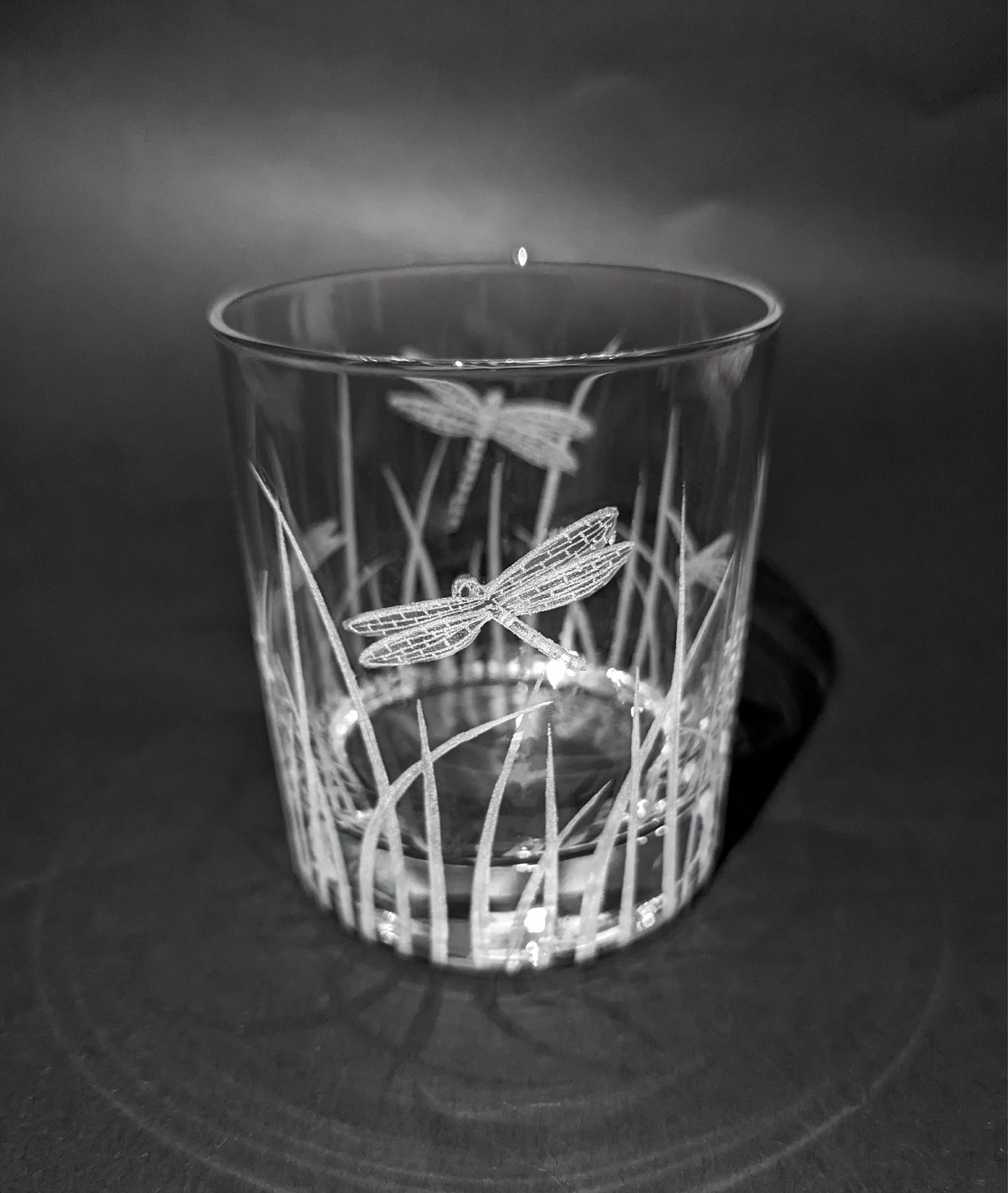 Hand Engraved Dragonfly Whisky Glass - Dragonfly Glass Gift