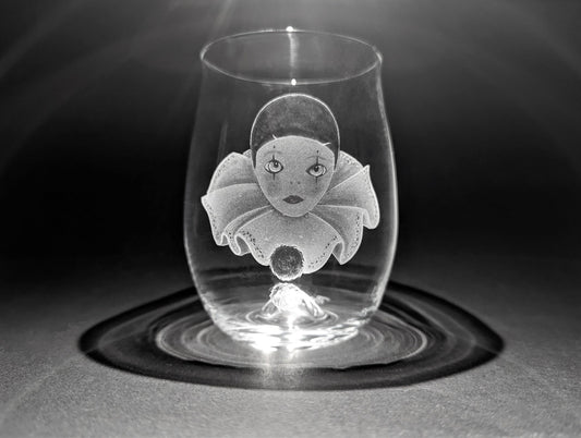 Hand Engraved Clown Wine Glass - Unique Clown Gifts