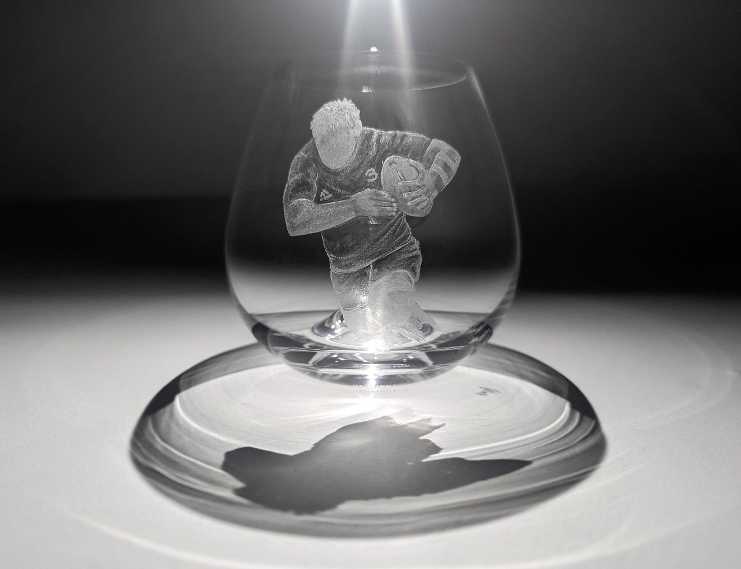 Hand Engraved Rugby Whisky Glass - Rugby Player Gift - Wine/Water/Whisky Glass