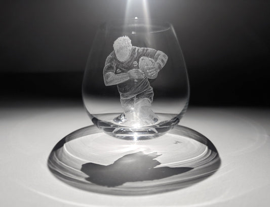 Hand Engraved Rugby Whisky Glass - Rugby Player Gift - Wine/Water/Whisky Glass