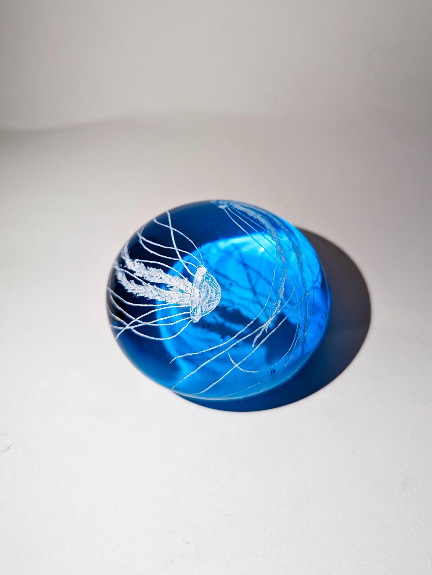Unique Jellyfish Paperweight - Blue Glass Paperweight