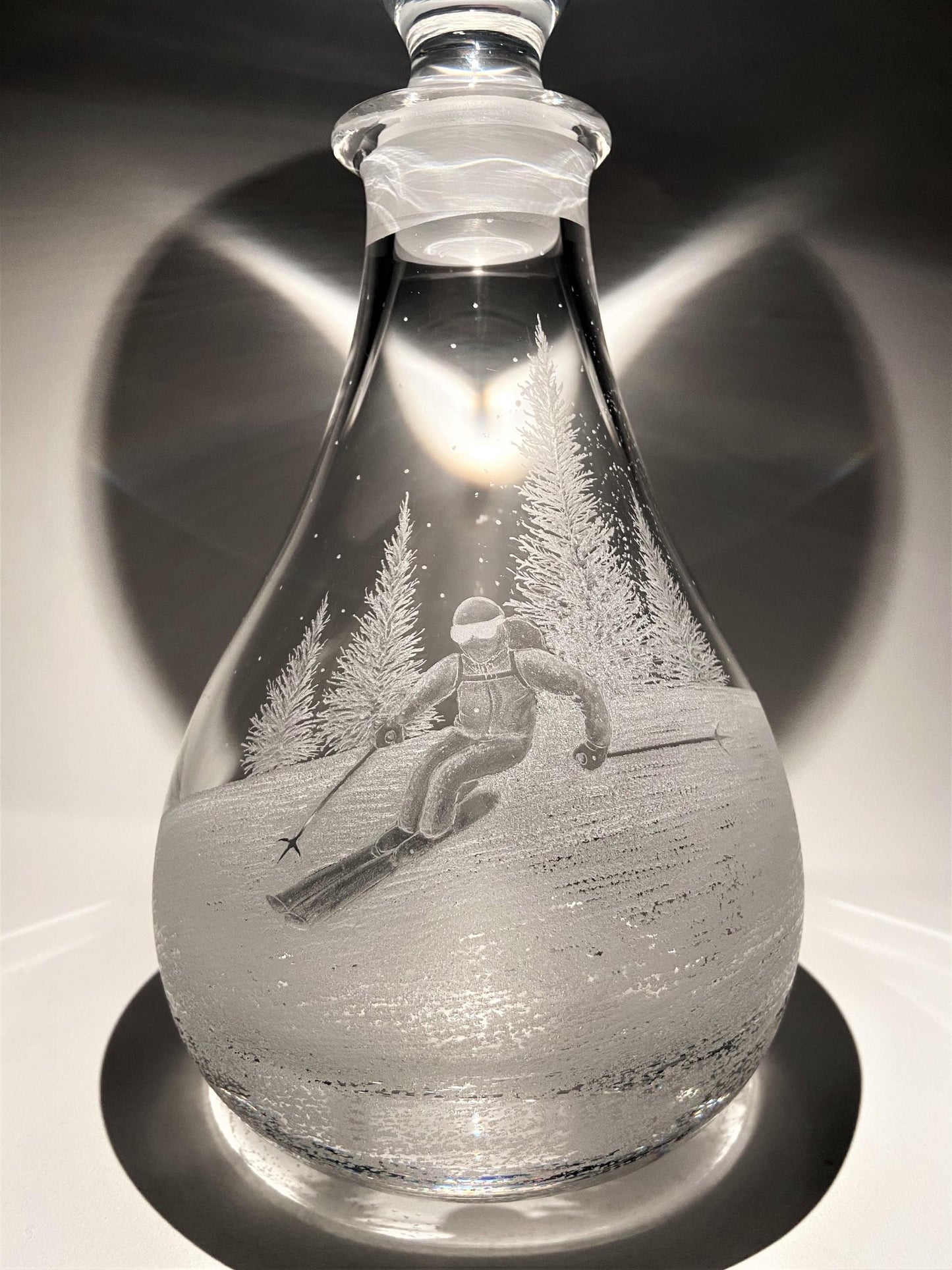 Hand Engraved Crystal Decanter – Personalized Skiing Gift