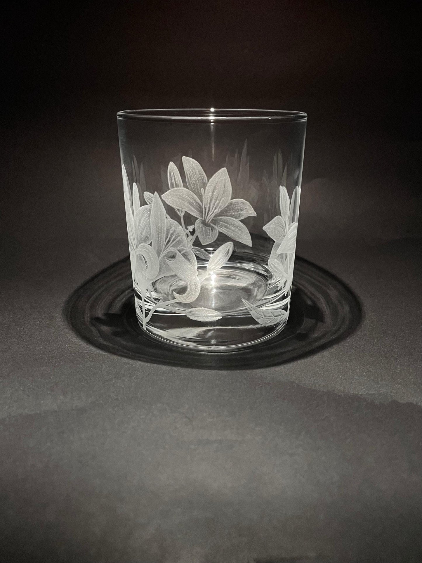 Hand Engraved Lily Whisky Glass - Lily Flowers Gift