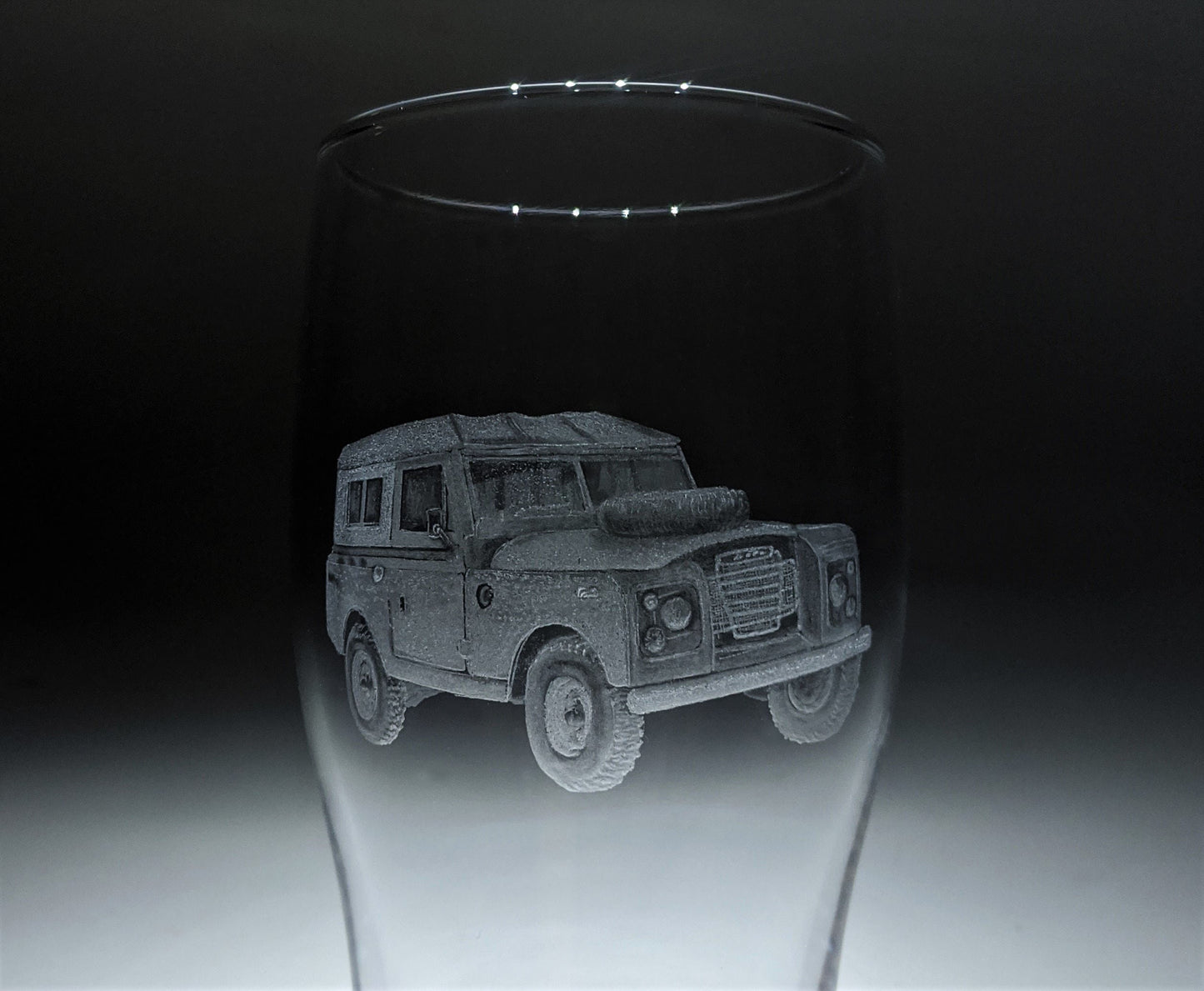 Hand Engraved Land Rover Pint Glass – Personalized Series 2 Design