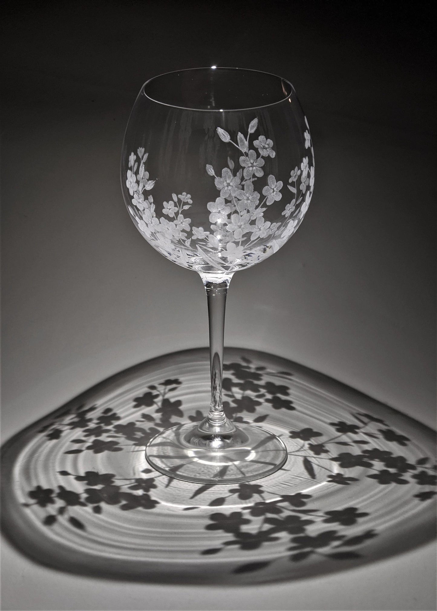 Hand Engraved Forget-Me-Not Gin Glass – Unique Floral Gift