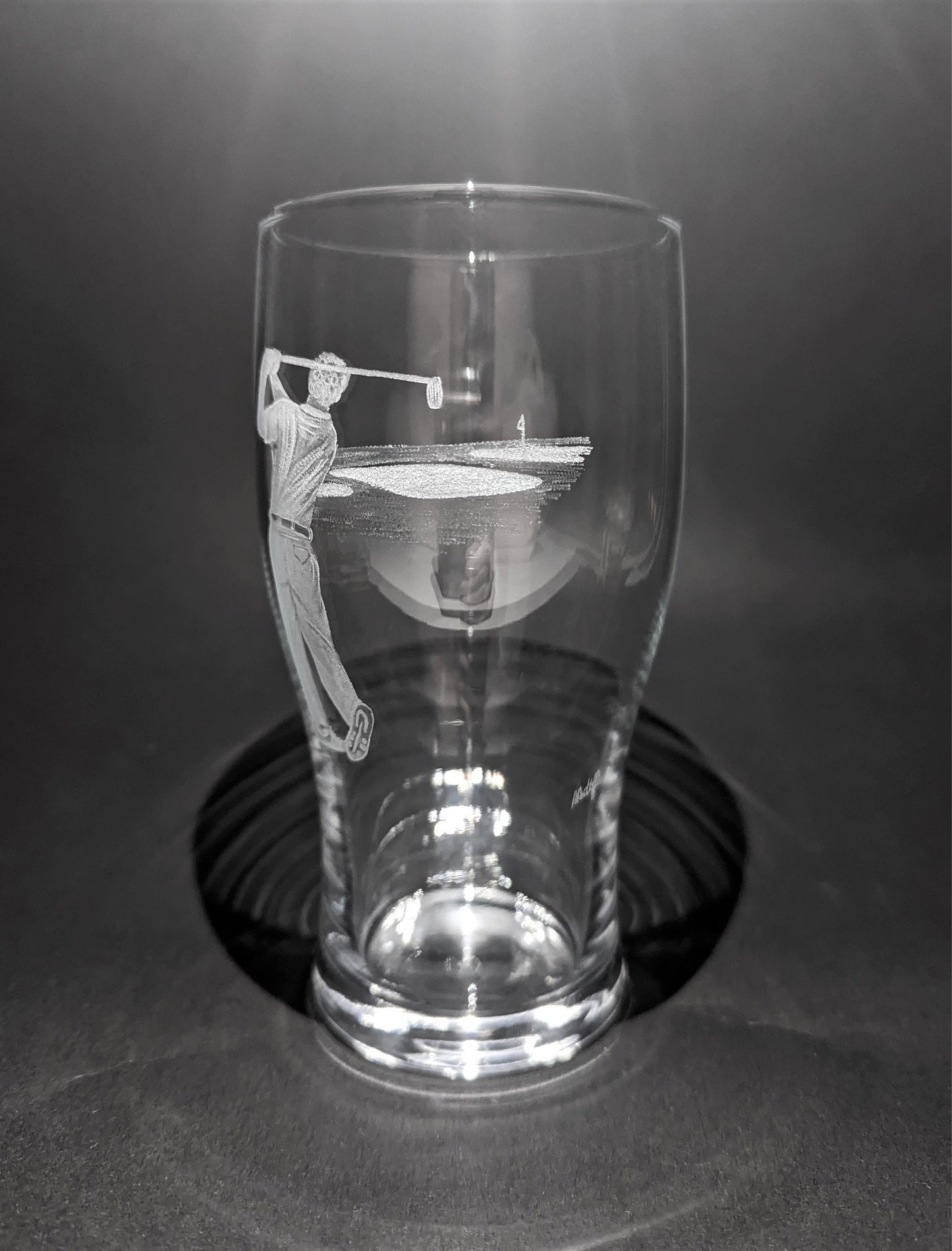 Hand Engraved Golf Beer Glass -  Personalised Golfer Gift
