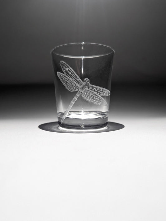 Hand Engraved Dragonfly Shot Glass - Dragonfly Liqueur Glass
