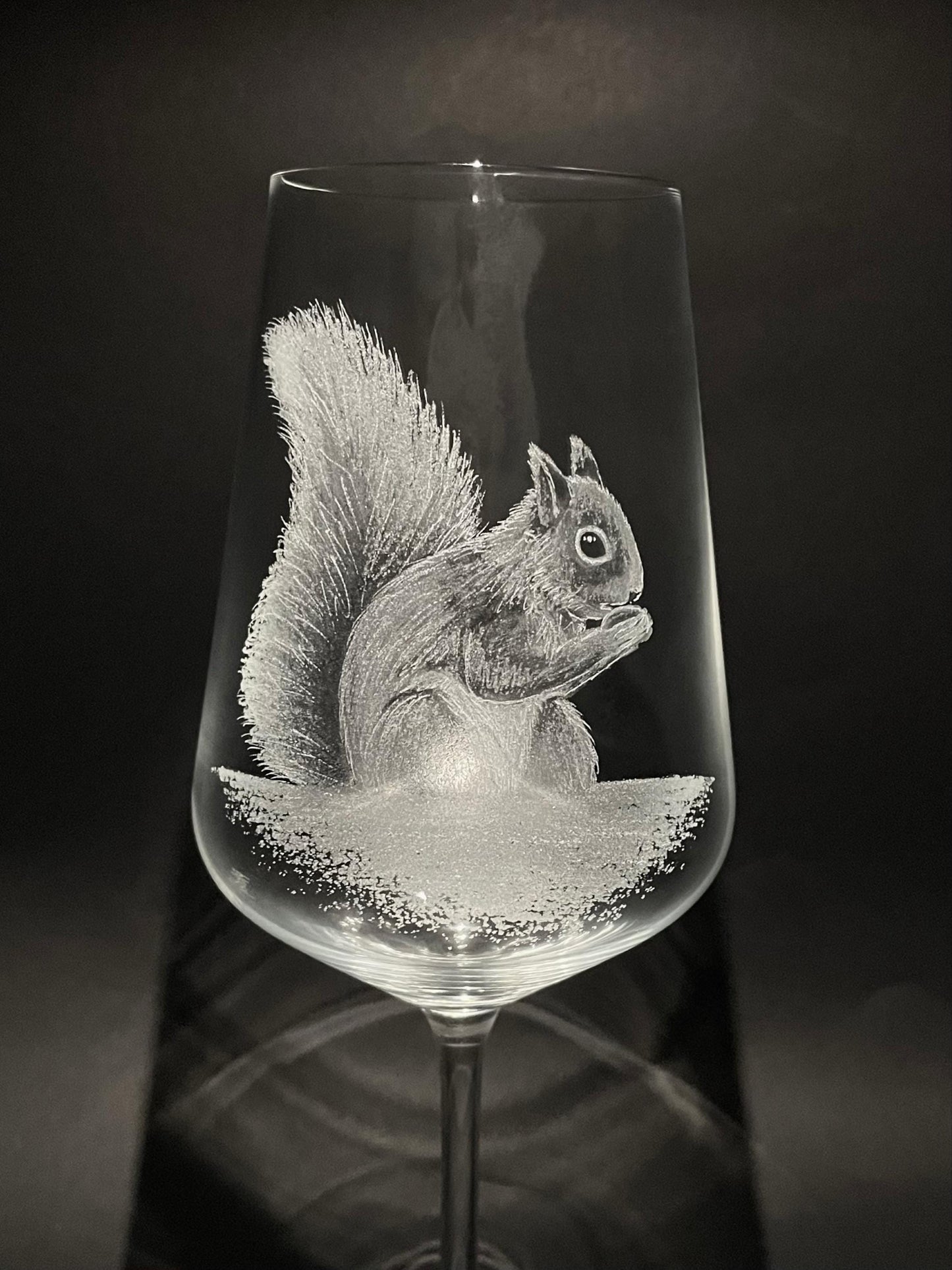 Hand Engraved Squirrel Wine Glass - Personalisable Squirrel Glass Gift