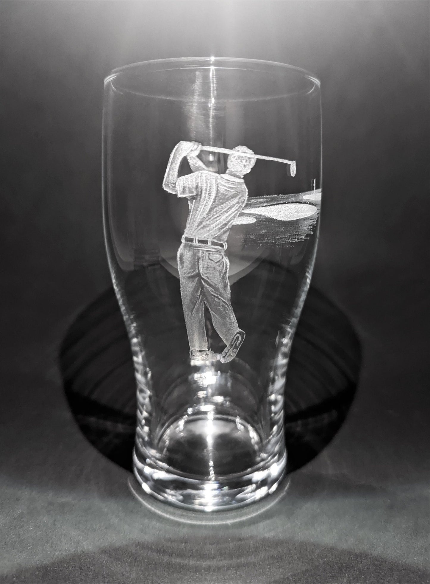 Hand Engraved Golf Beer Glass -  Personalised Golfer Gift