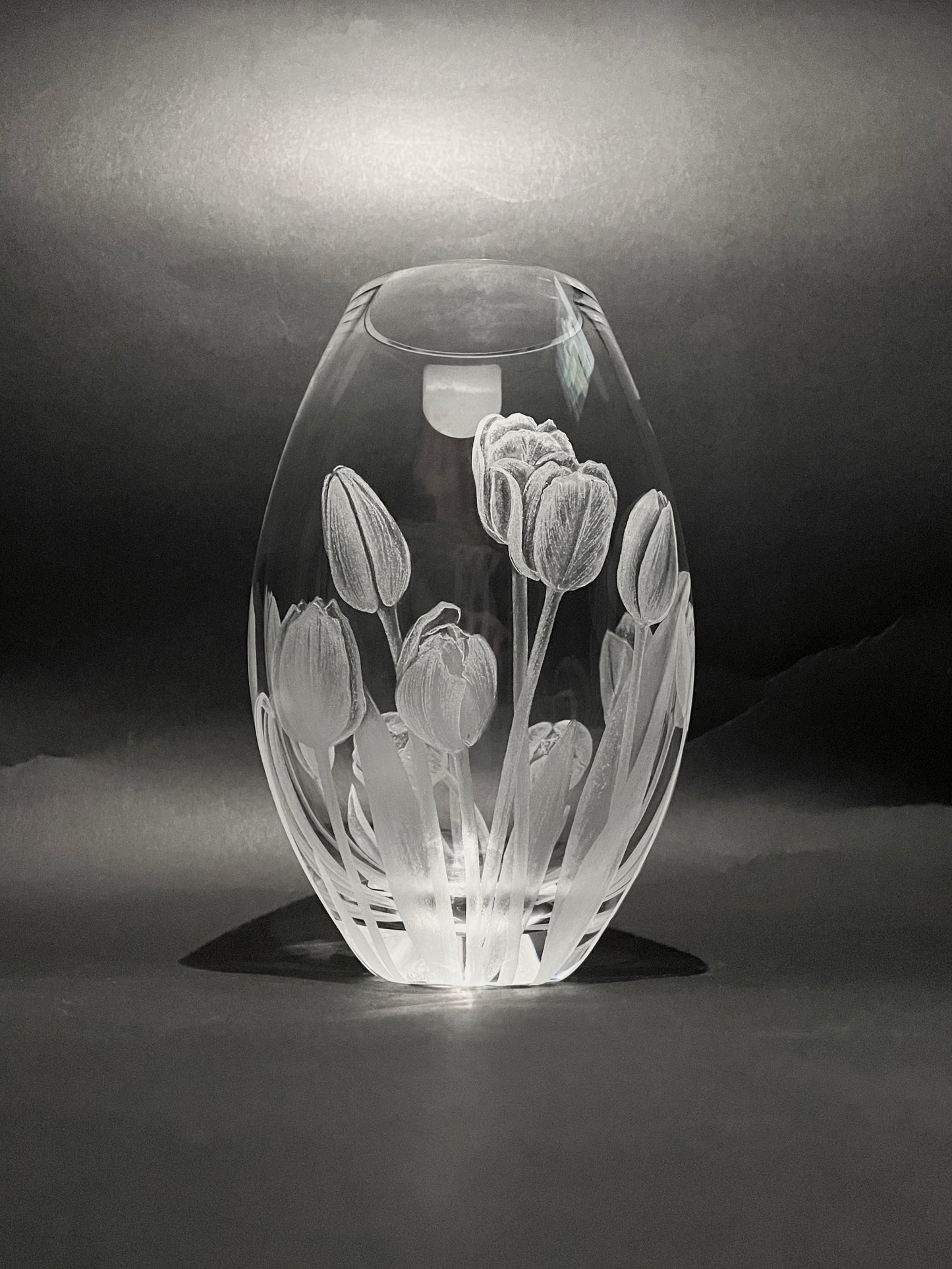 Hand Engraved Floral Crystal Vase – Tulip Gifts