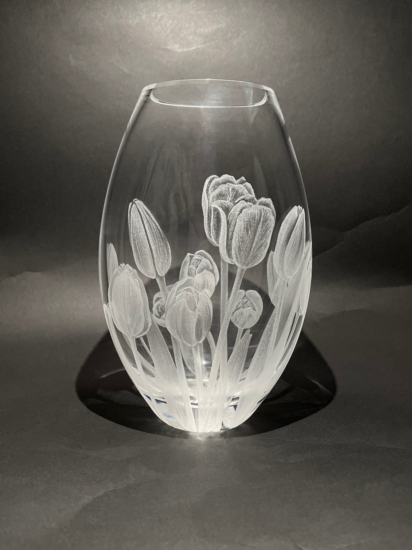 Hand Engraved Floral Crystal Vase – Tulip Gifts