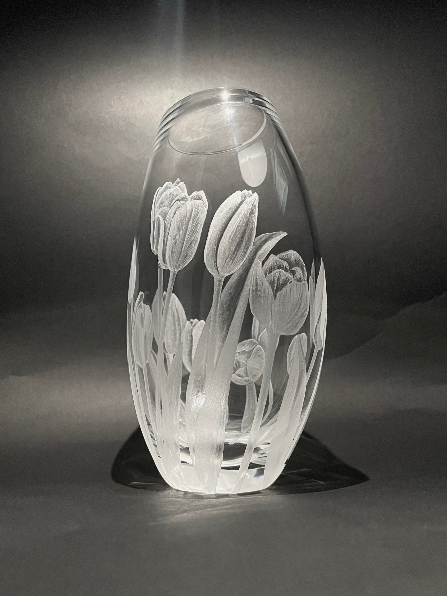 Hand Engraved Floral Crystal Vase – Tulip Gifts