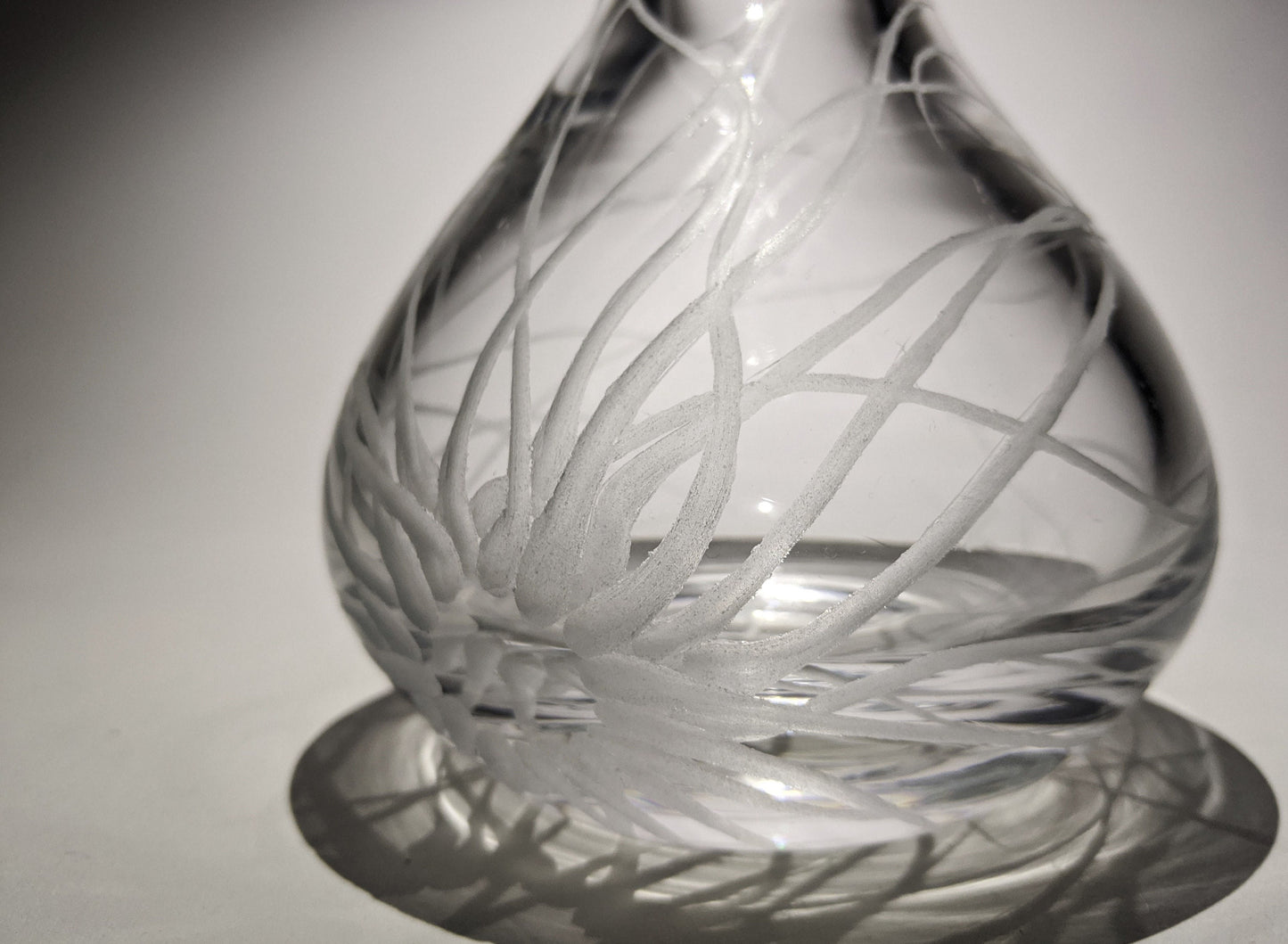 Hand Engraved Sea Anemone Vase - Ocean Themed Glass Gift