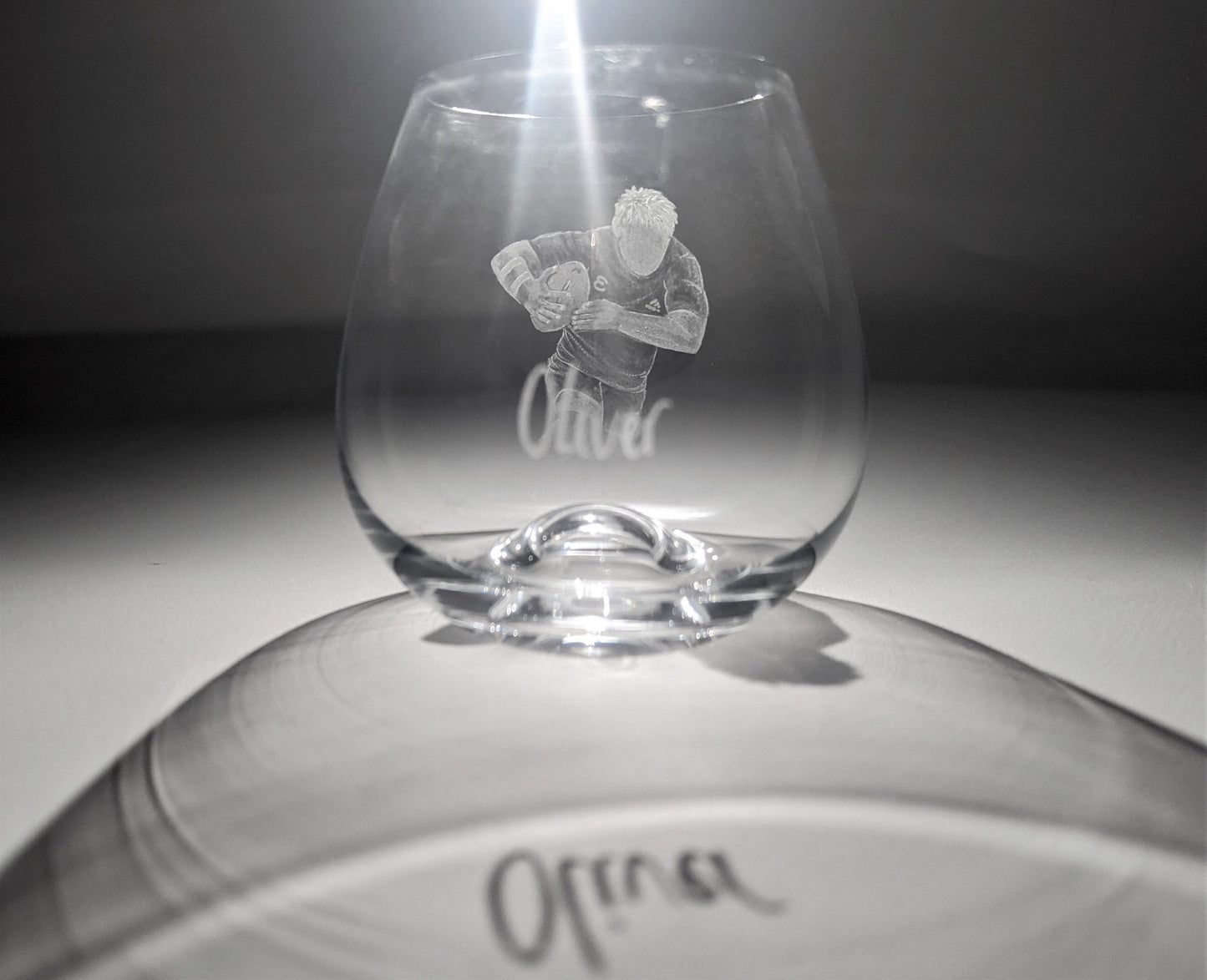Hand Engraved Rugby Whisky Glass - Rugby Player Gift - Wine/Water/Whisky Glass