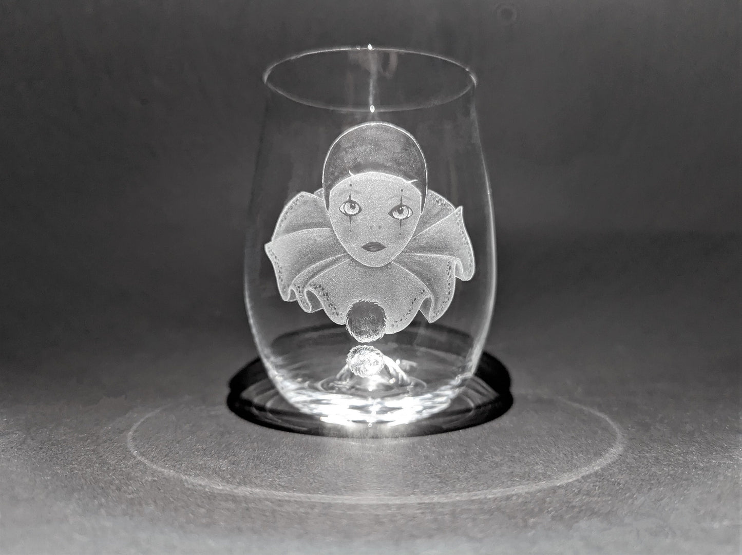 Hand Engraved Clown Wine Glass - Unique Clown Gifts