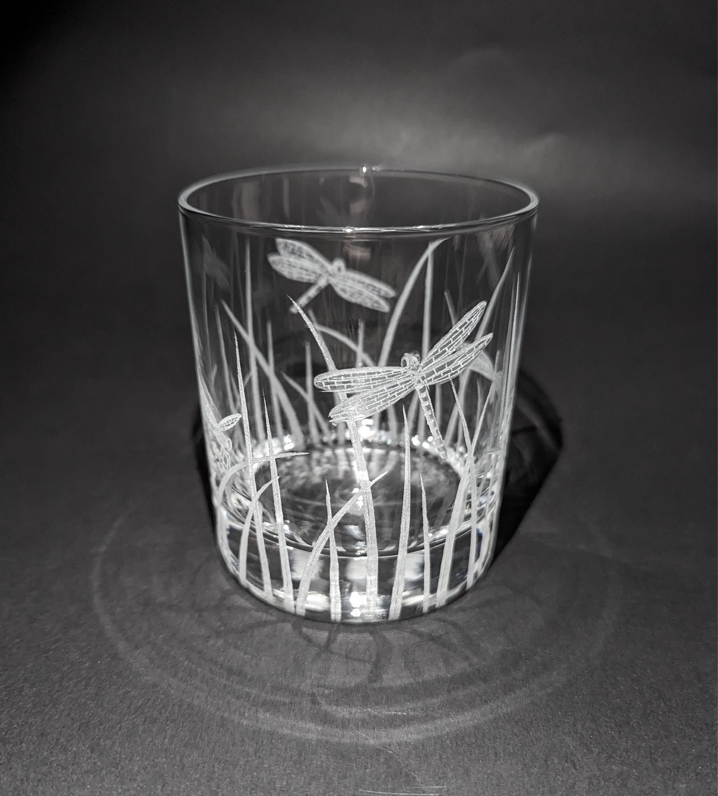 Hand Engraved Dragonfly Whisky Glass - Dragonfly Glass Gift
