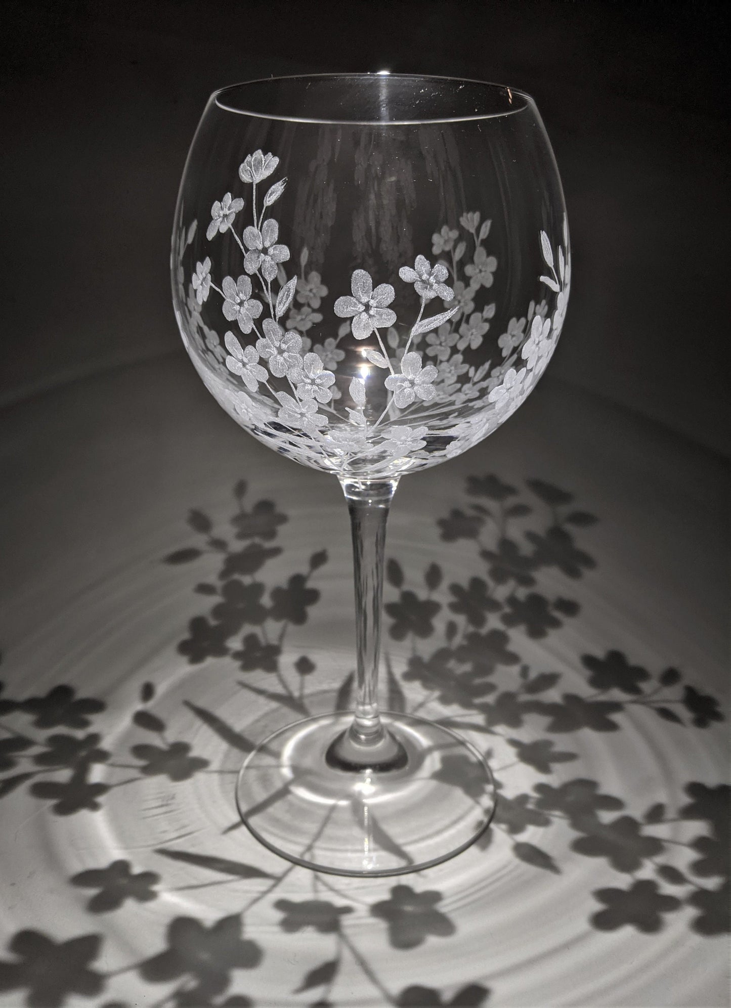 Hand Engraved Forget-Me-Not Gin Glass – Unique Floral Gift