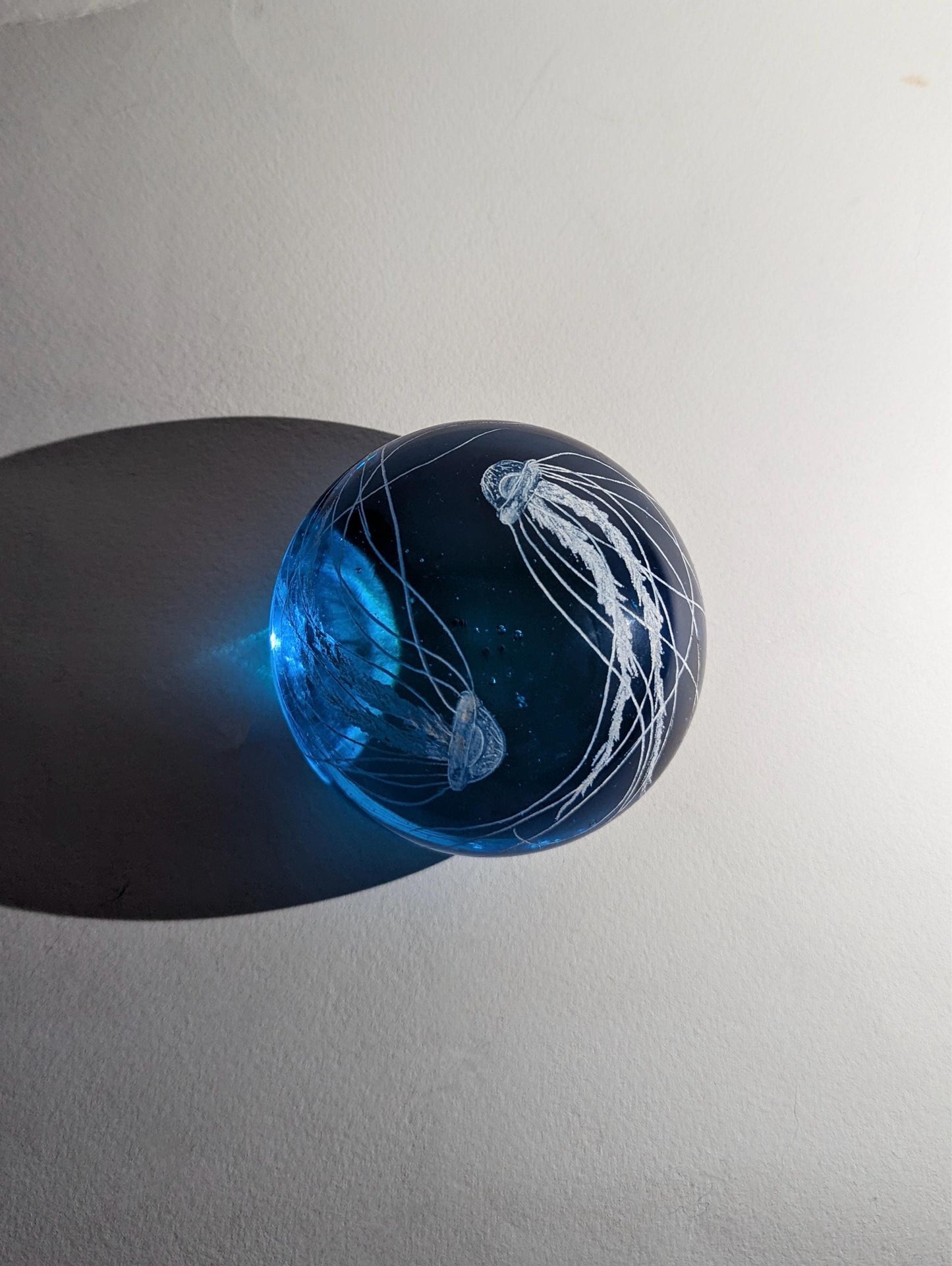 Unique Jellyfish Paperweight - Blue Glass Paperweight