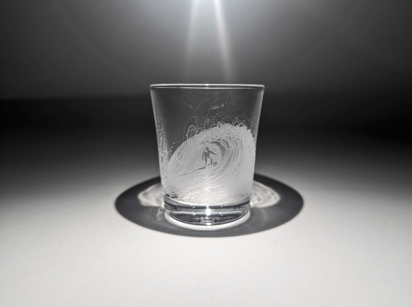 Hand Engraved Surfer Shot Glass - Surfing The Wave Gift