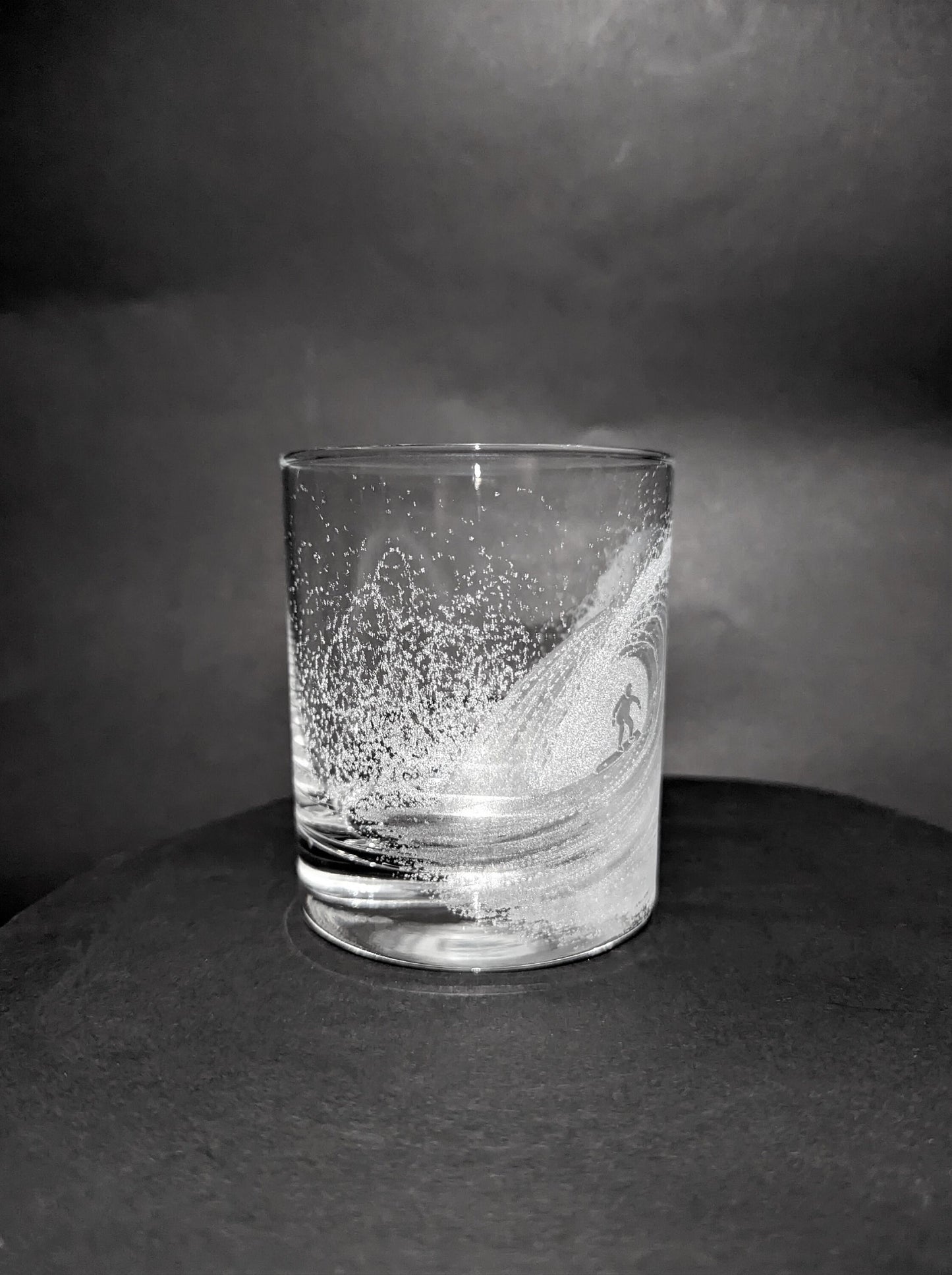 Hand Engraved Surfing Whisky Glass - Gift For Surfers