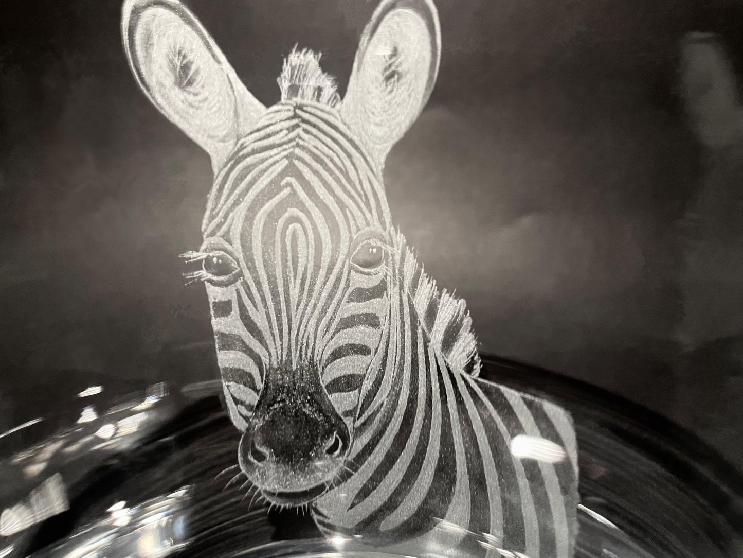 Hand Engraved Zebra Whisky Glass - Personalised Zebra Gift