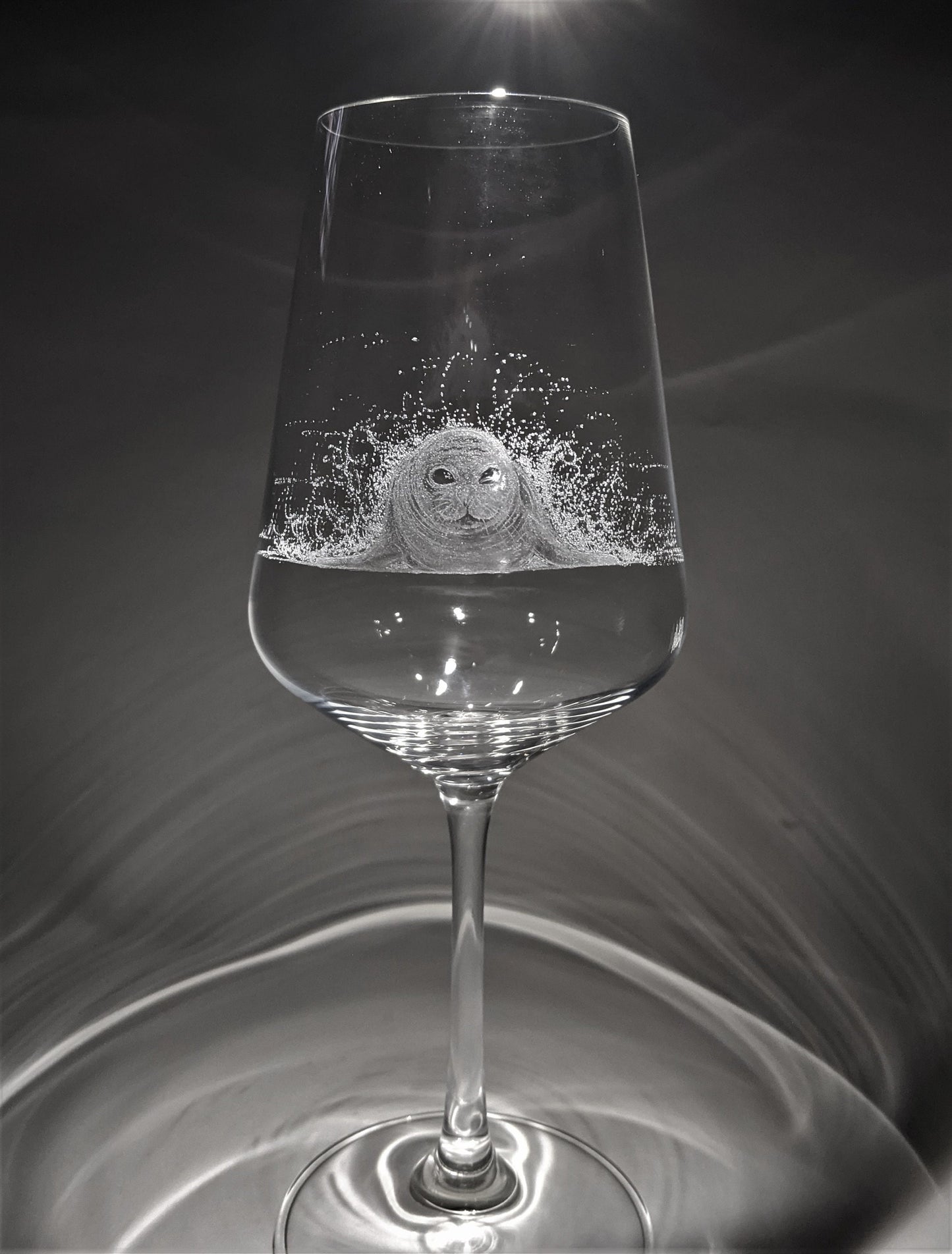 Hand Engraved Seal Wine Glass – Cute Seal Gift
