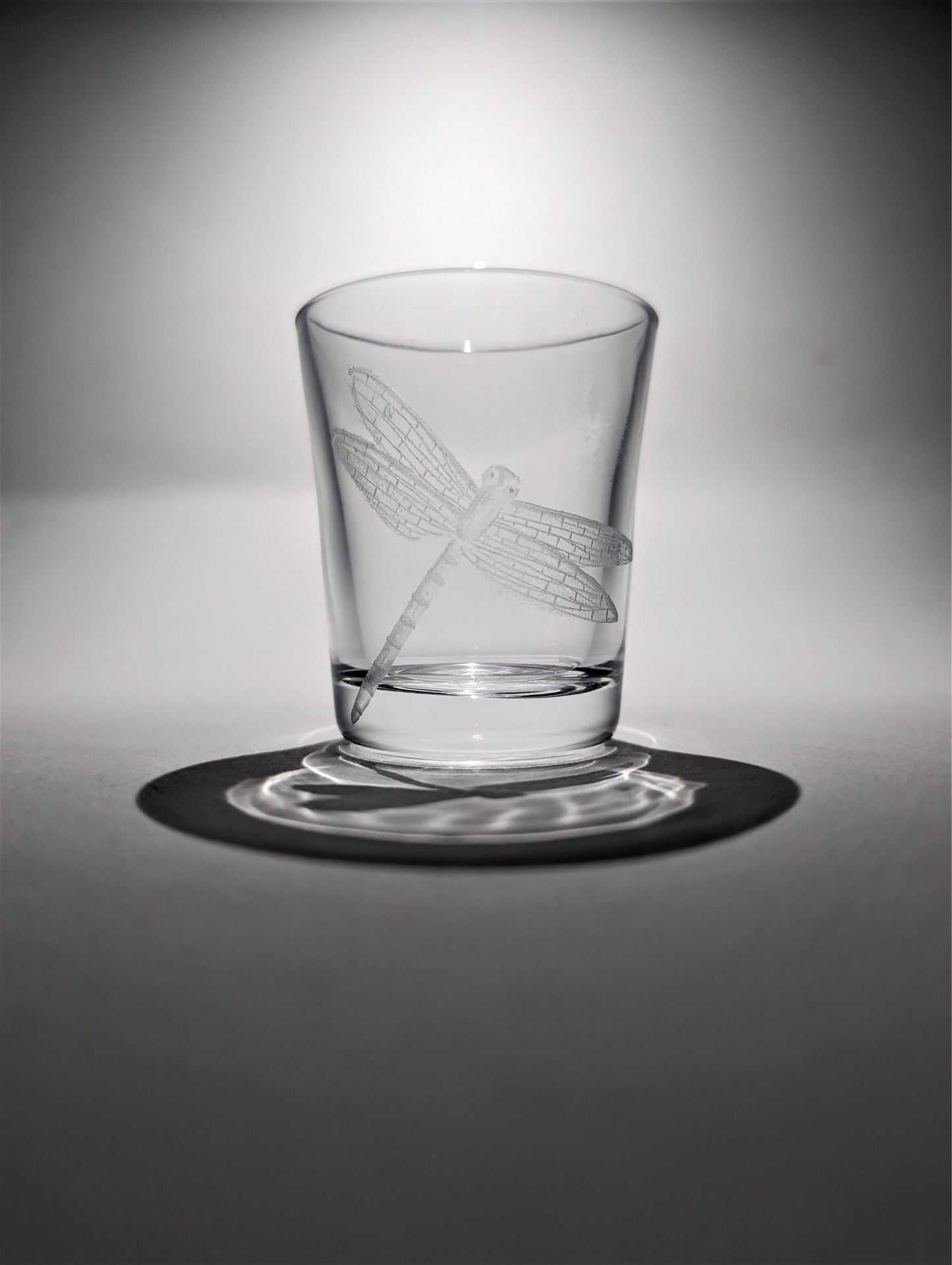 Hand Engraved Dragonfly Shot Glass - Dragonfly Liqueur Glass