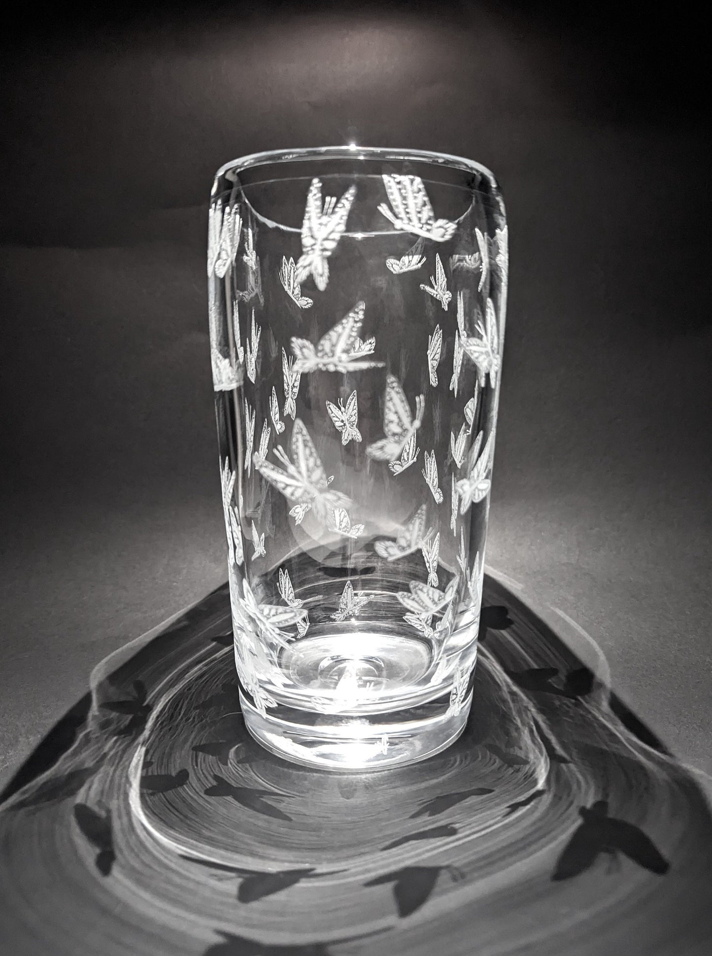 Hand Engraved Butterflies Gift - Unique Etches Butterfly Vase