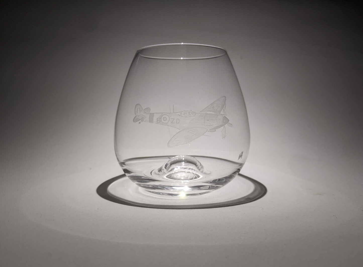Hand Engraved Spitfire Whisky Glass - Spitfire Plane Gift - Whisky/Water/wine Glass