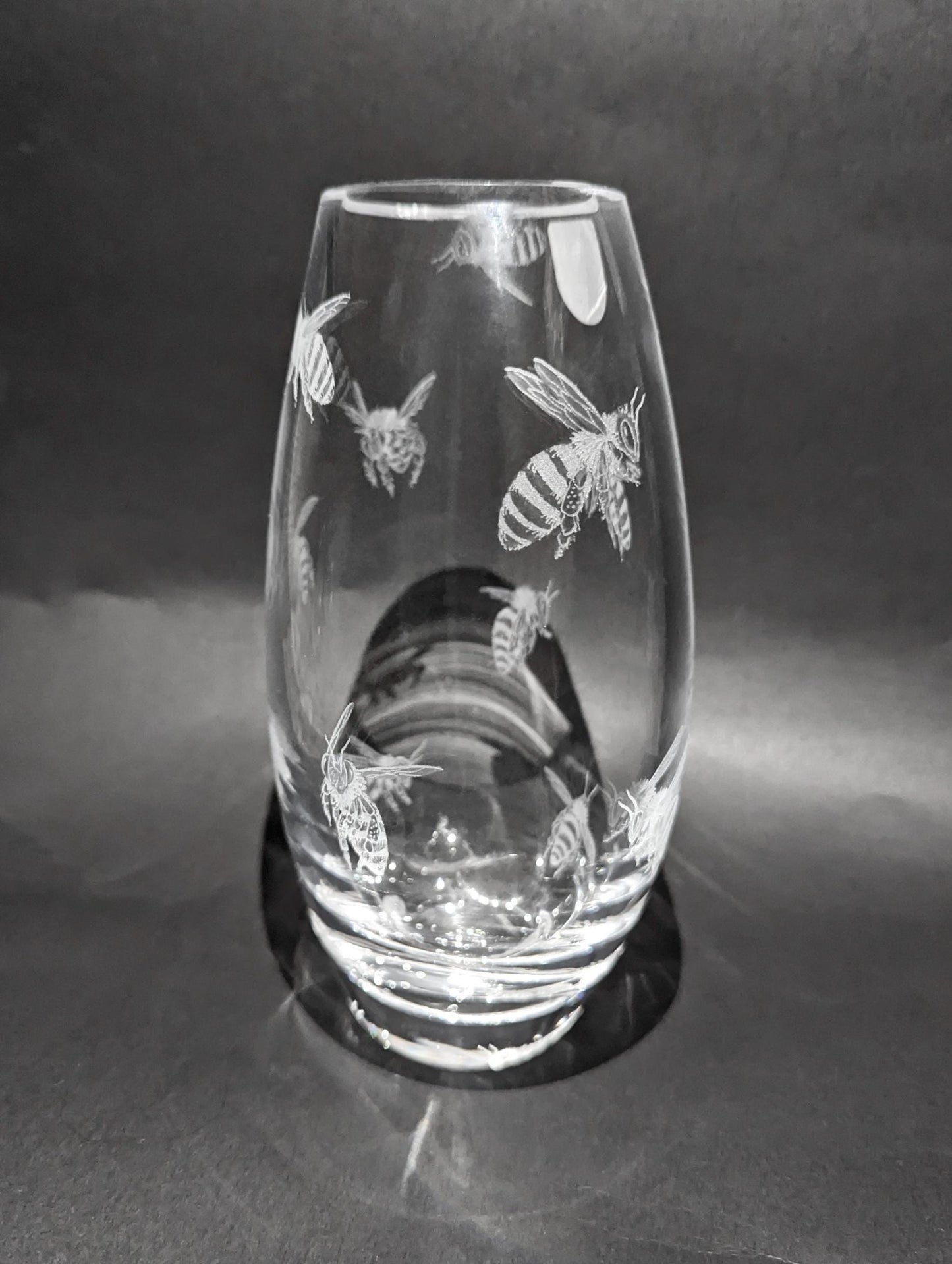 Honey Bee Crystal Vase - Hand Engraved Bee Gifts