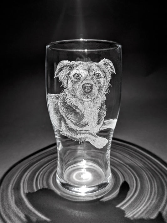 Custom Pet Pint Glass – Hand Engraved with Your Pet's Photo