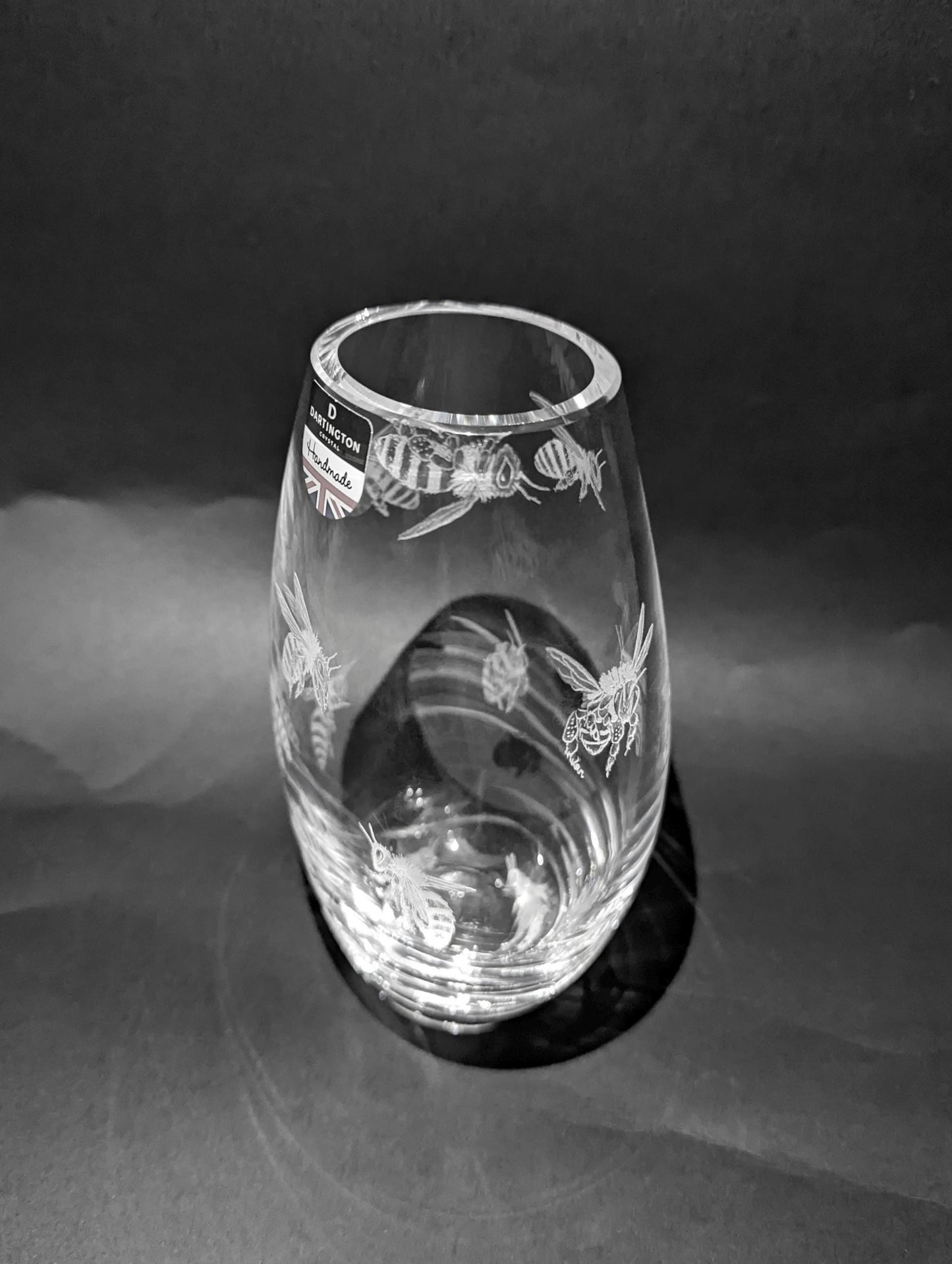 Honey Bee Crystal Vase - Hand Engraved Bee Gifts